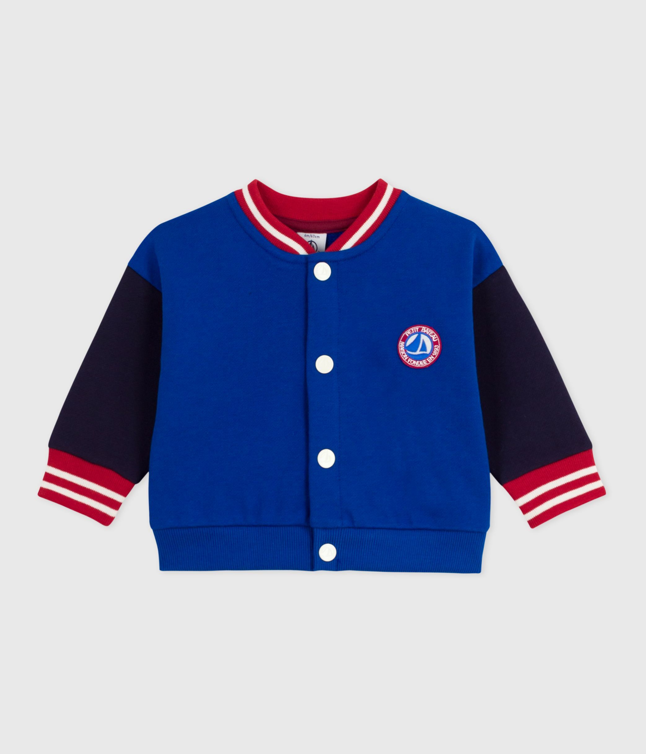 Babies' varsity-style cotton jacket in two colours