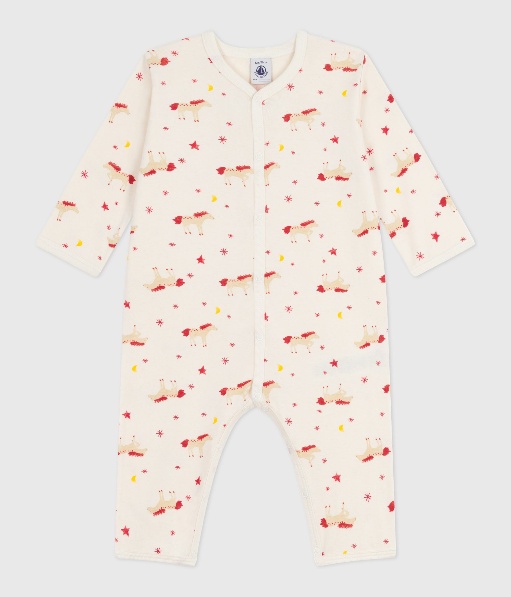 Babies' horse-print cotton footless pyjama suit