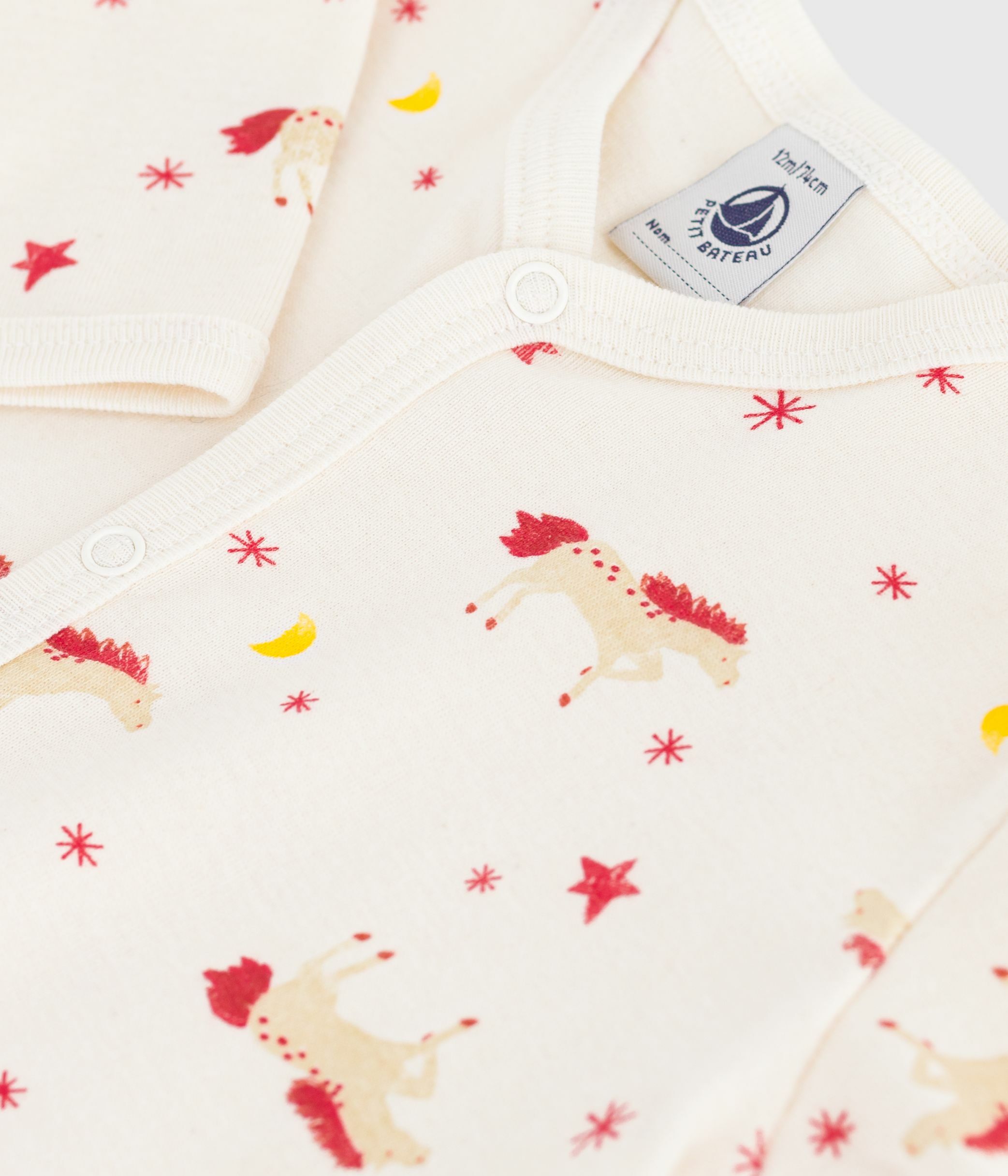 Babies' horse-print cotton footless pyjama suit