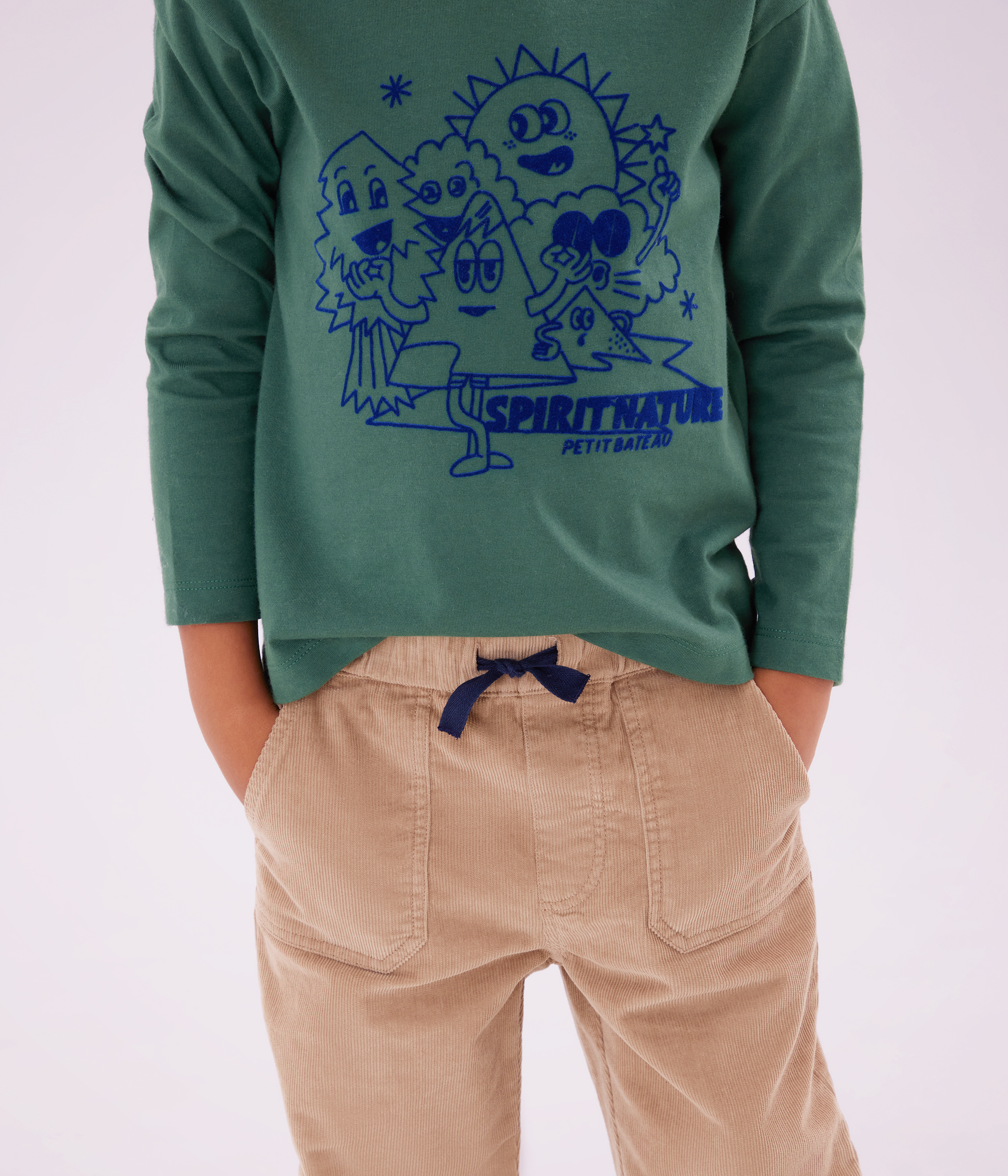 Children's straight plain corduroy trousers