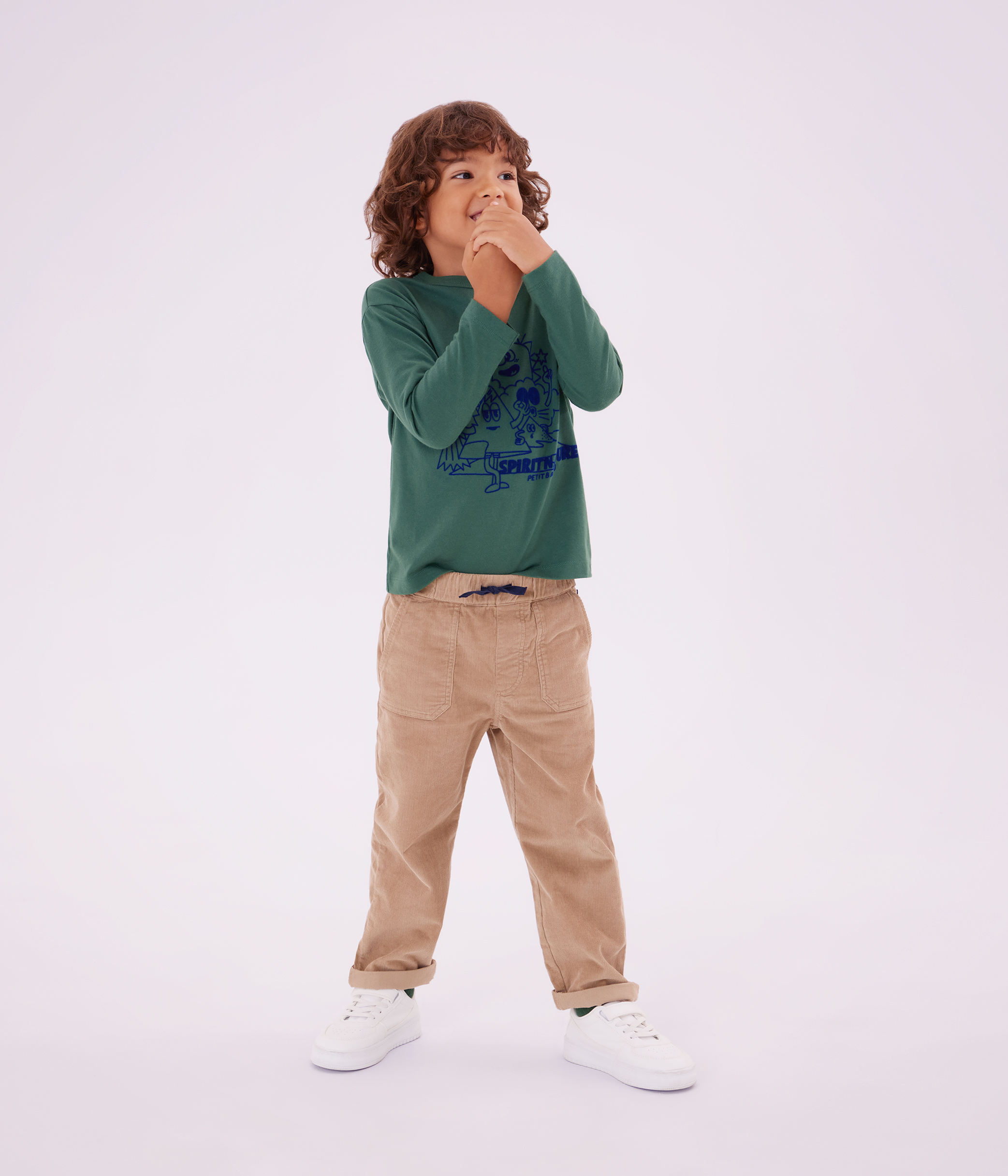 Children's straight plain corduroy trousers