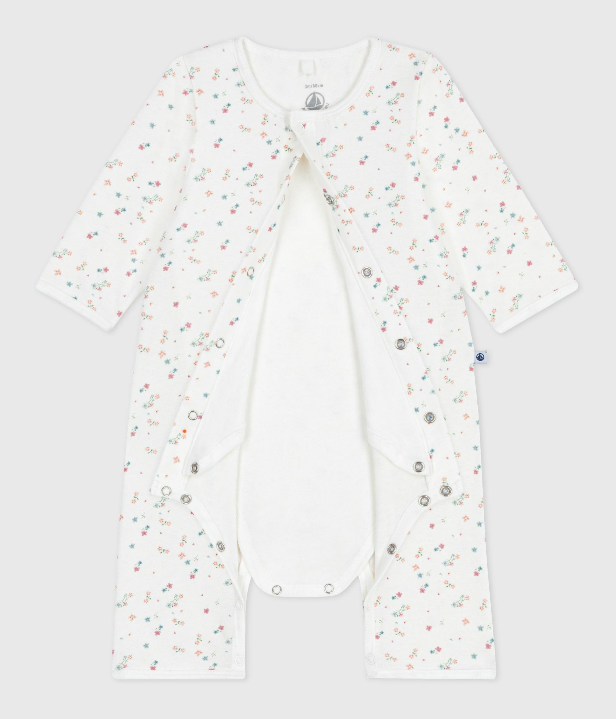 Babies' footless floral-print cotton bodyjama