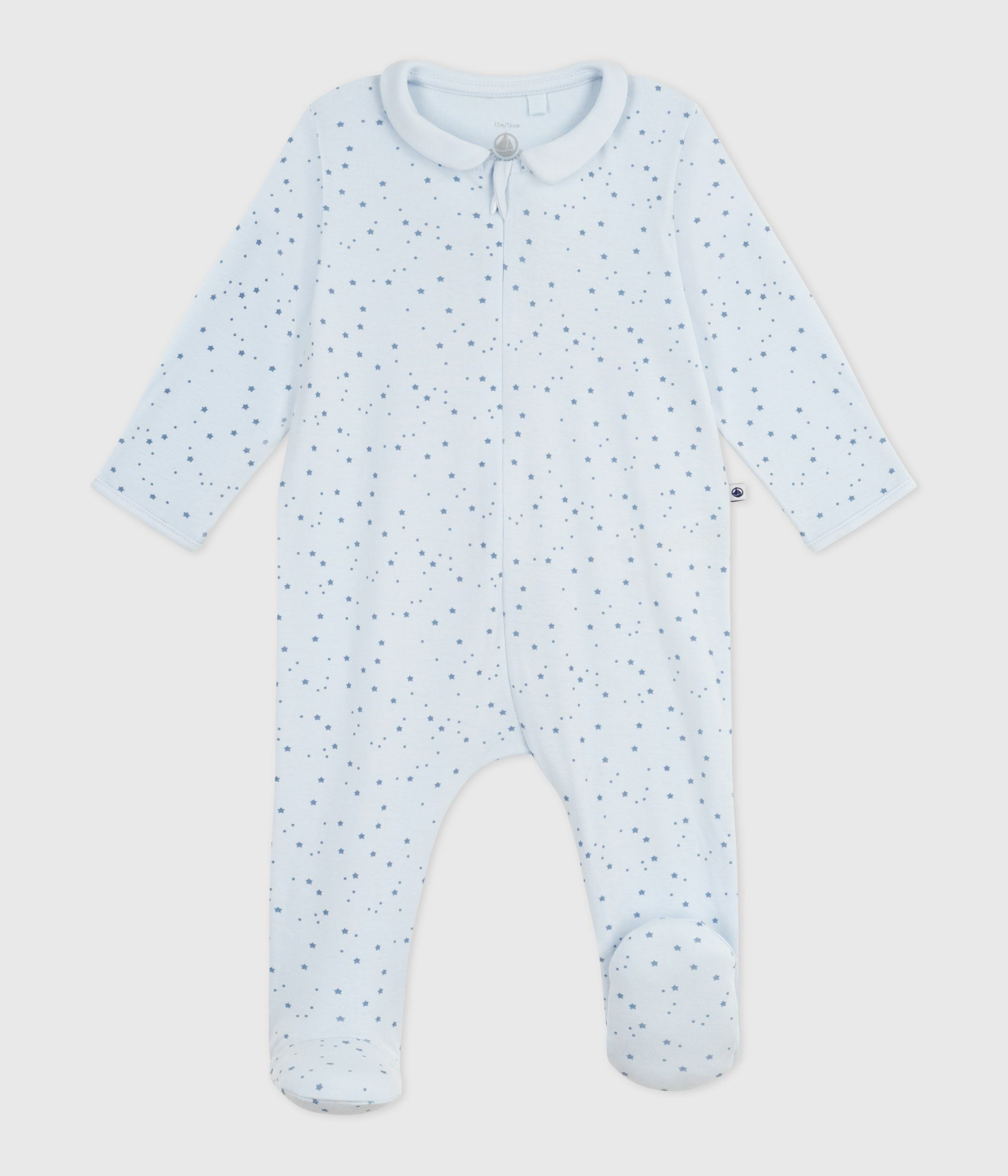 Babies' star printed cotton pyjama suit with a collar