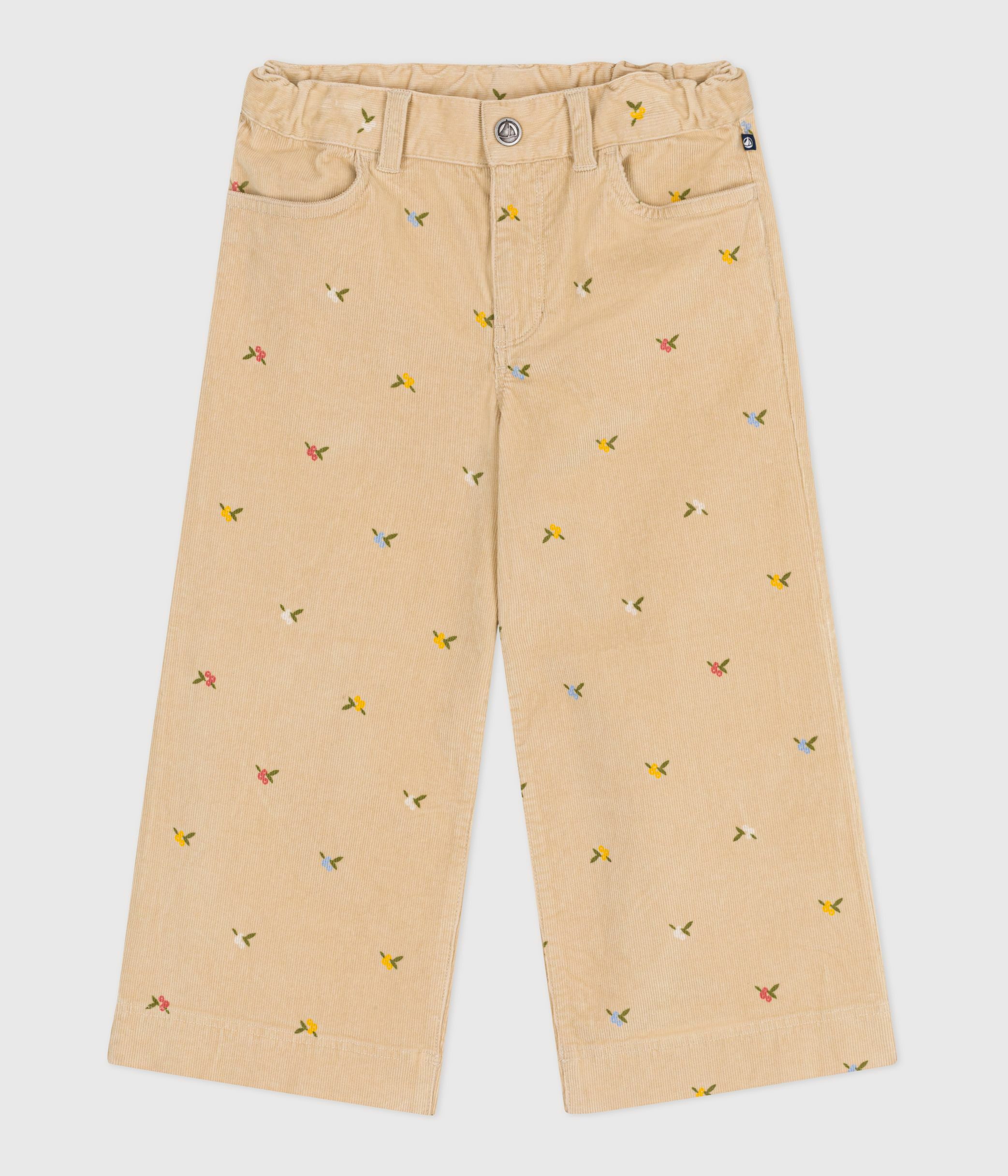 Girls' patterned corduroy trousers