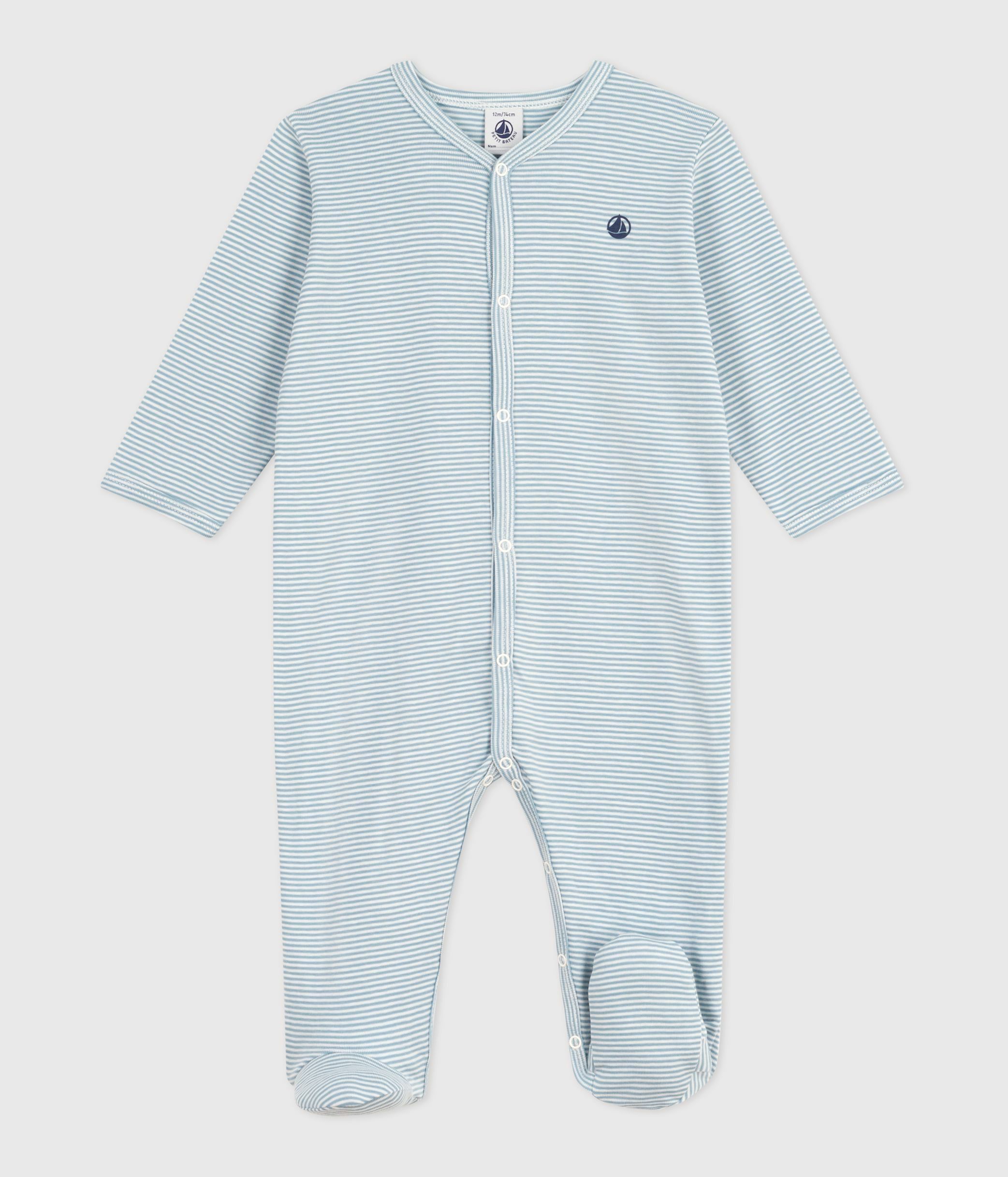 Babies' pinstriped cotton pyjama suit