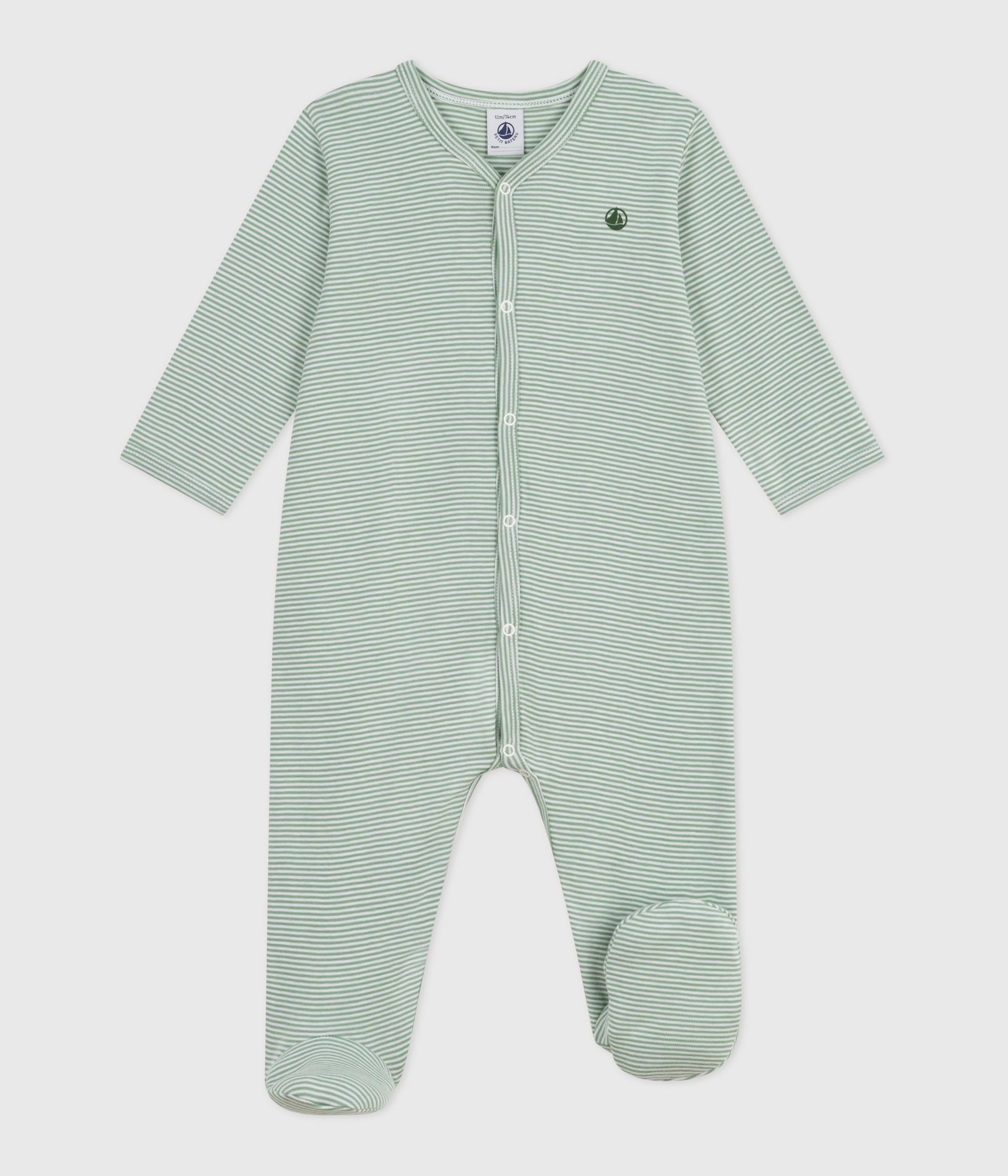 Babies' pinstriped cotton pyjama suit