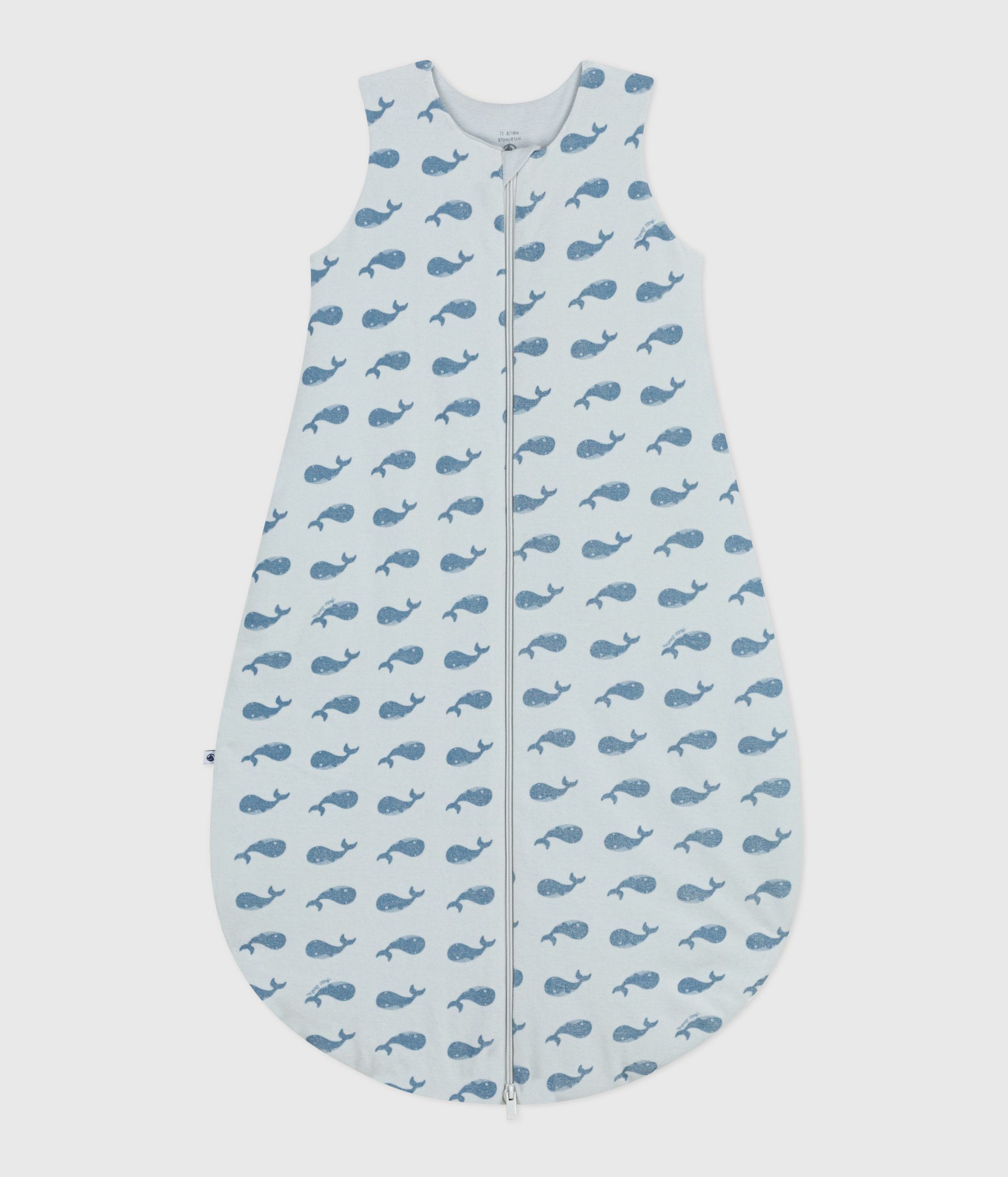 Babies' 3 TOG whale-print velour sleeping bag