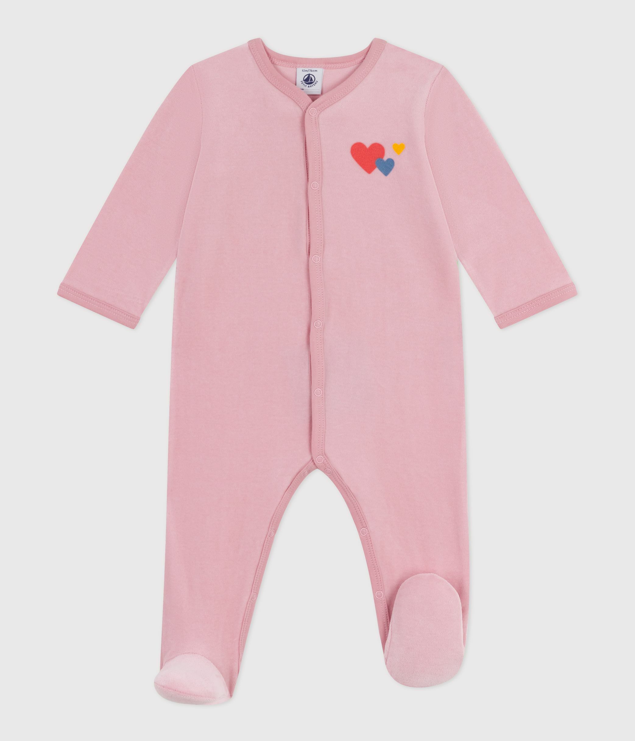 Babies' plain velour pyjama suit