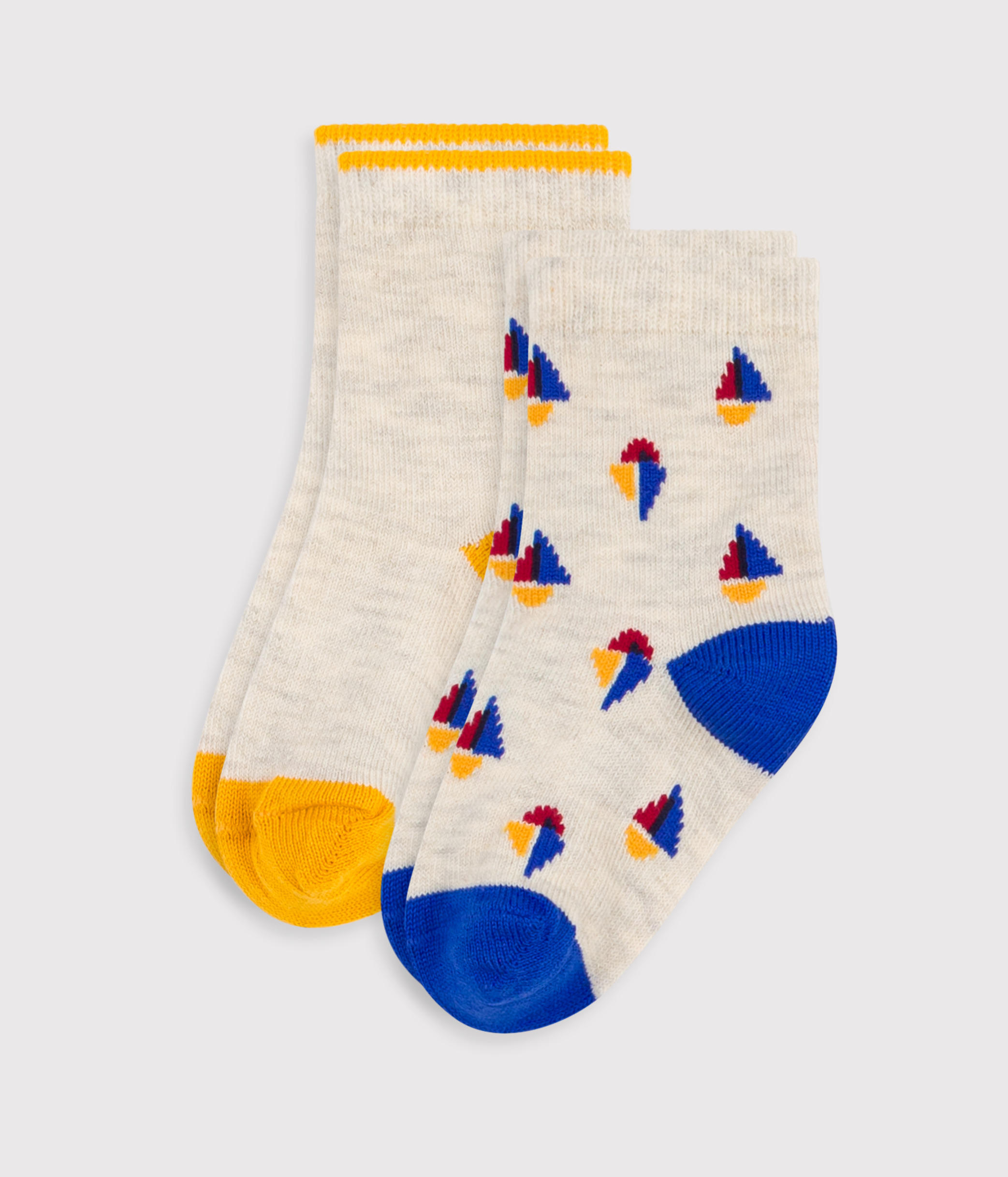 Babies' boat-print cotton socks - 2-Pack