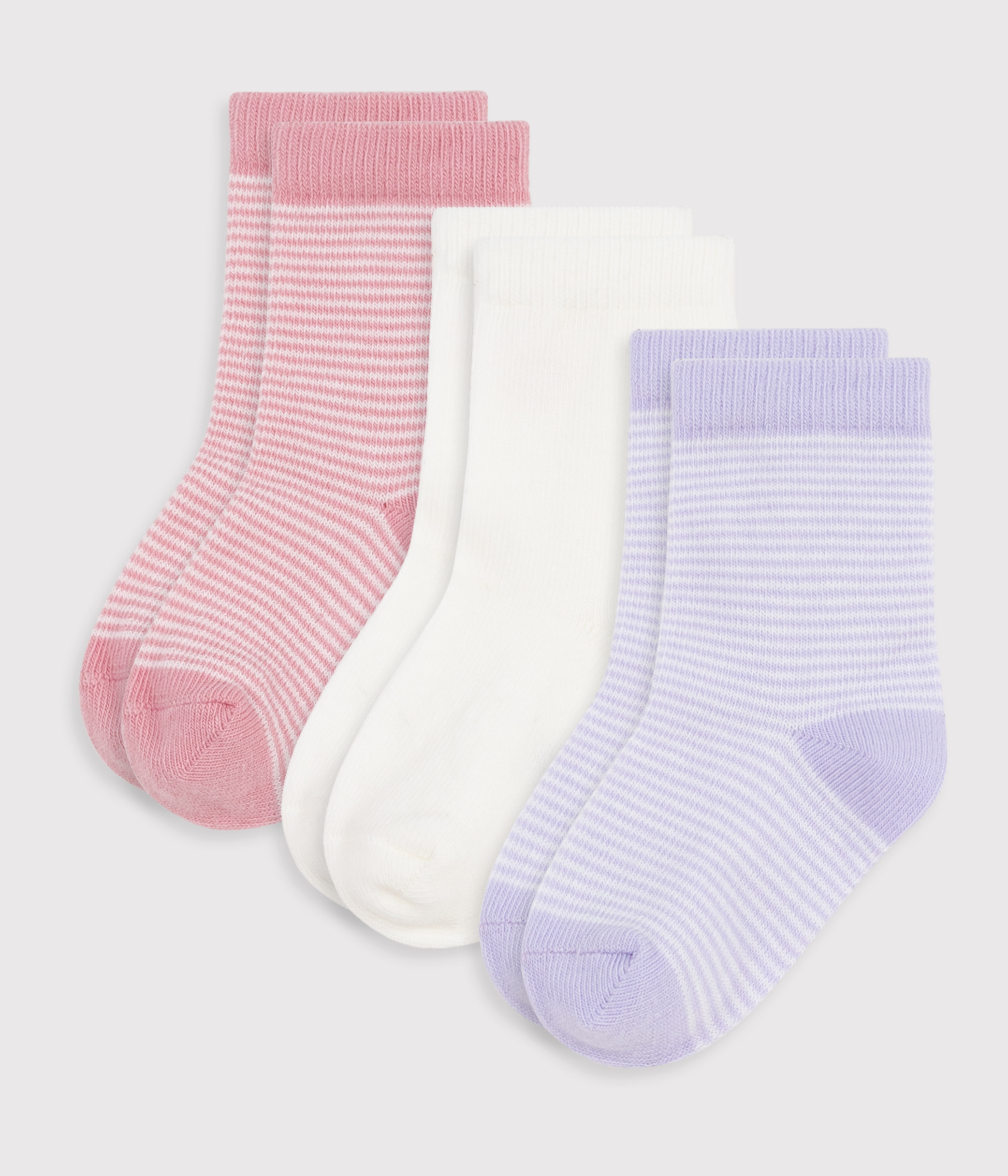 Babies' pinstriped cotton socks - 3-Pack
