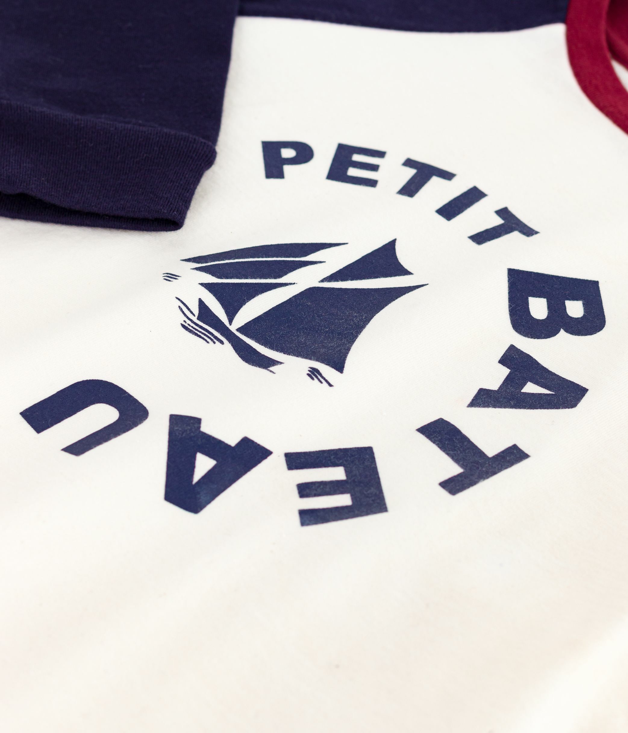 Children's long-sleeved colourblock-printed cotton T-shirt