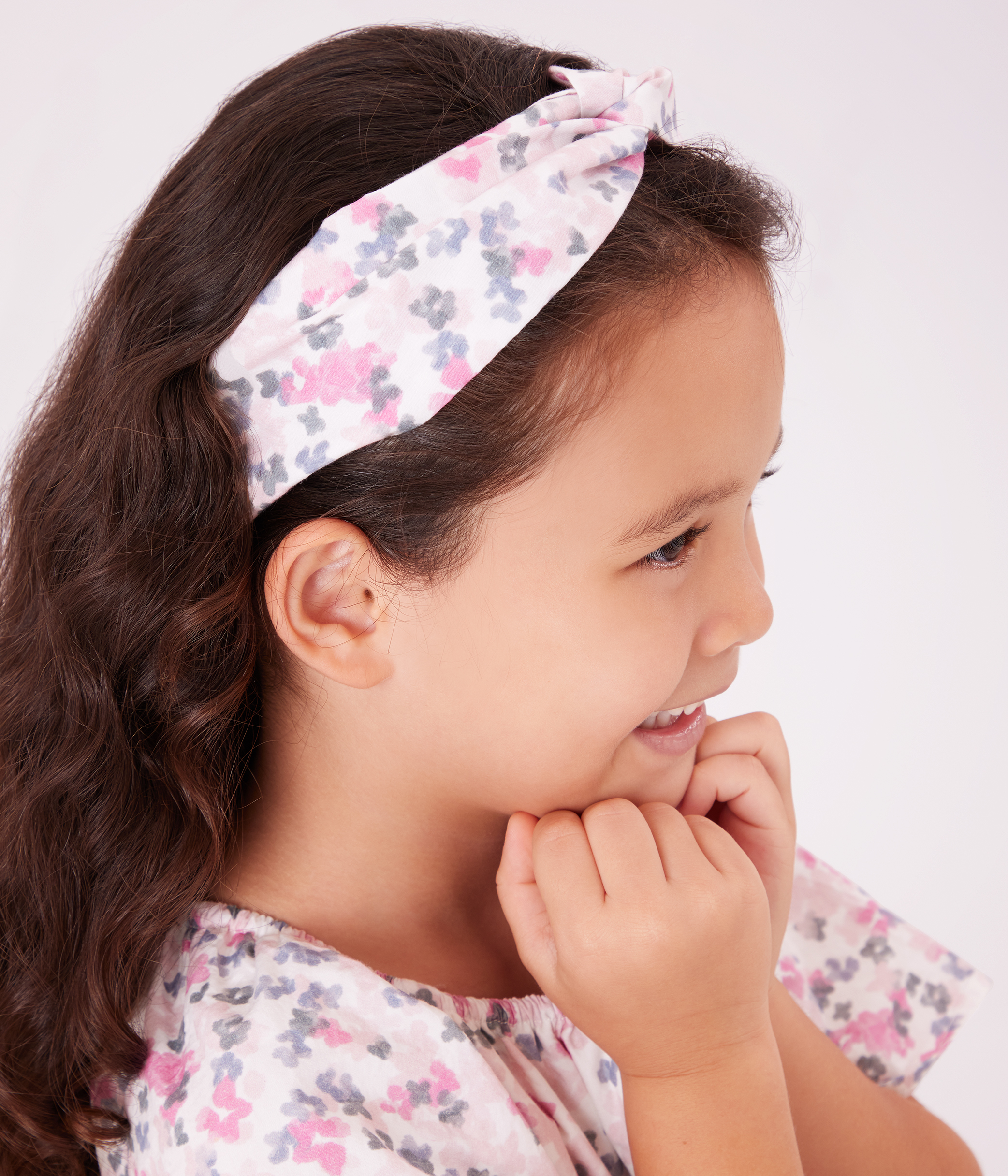 Children's hairband in floral-print poplin