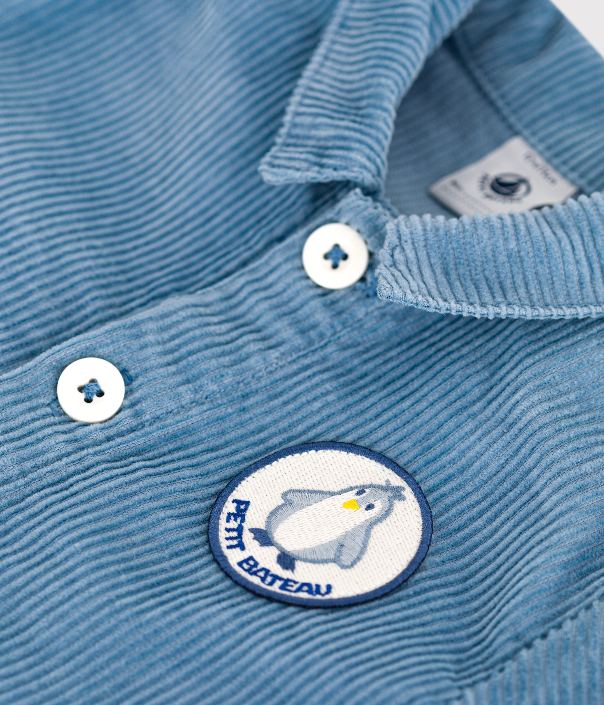 Babies' long, plain overall-style corduroy playsuit