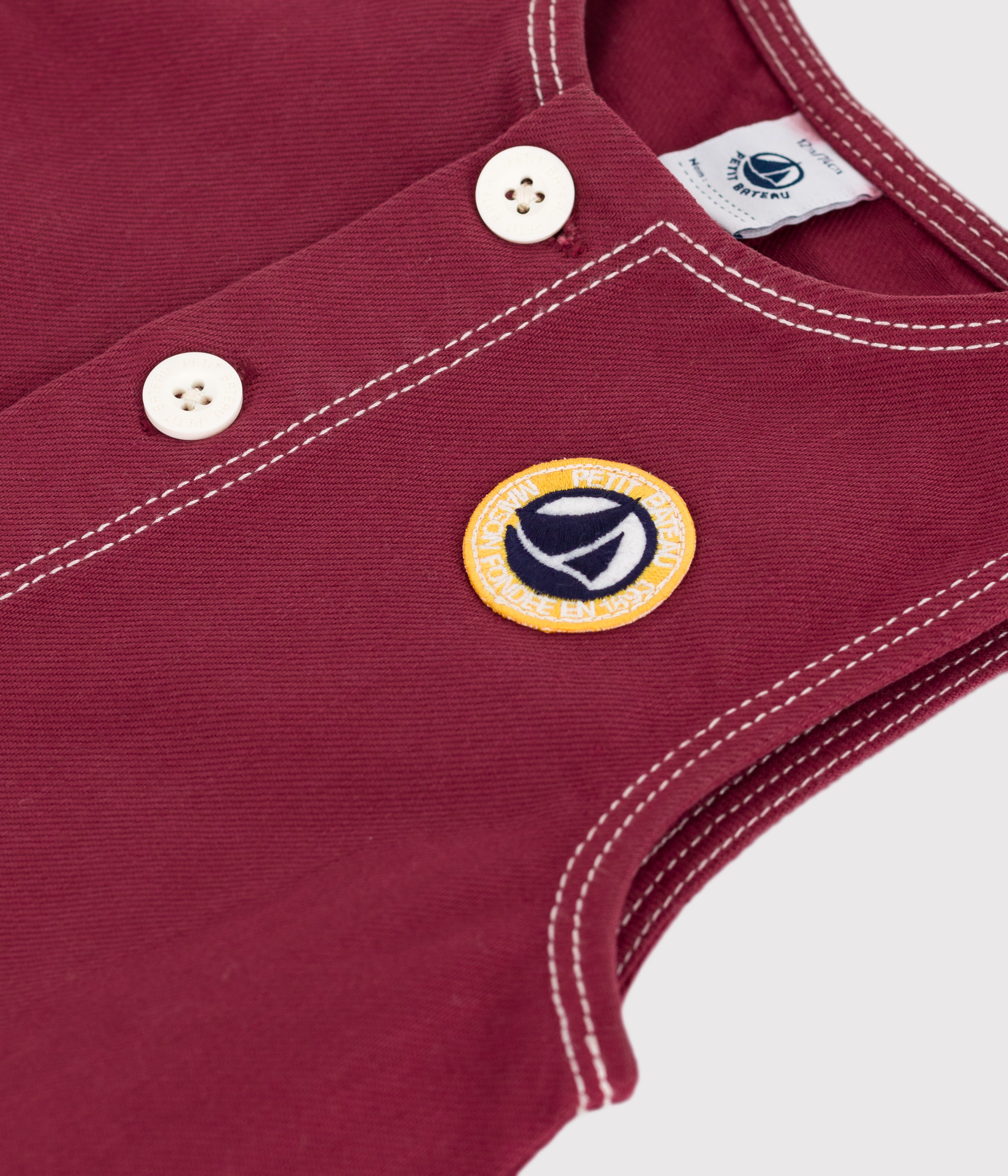 Babies' long plain denim jumpsuit