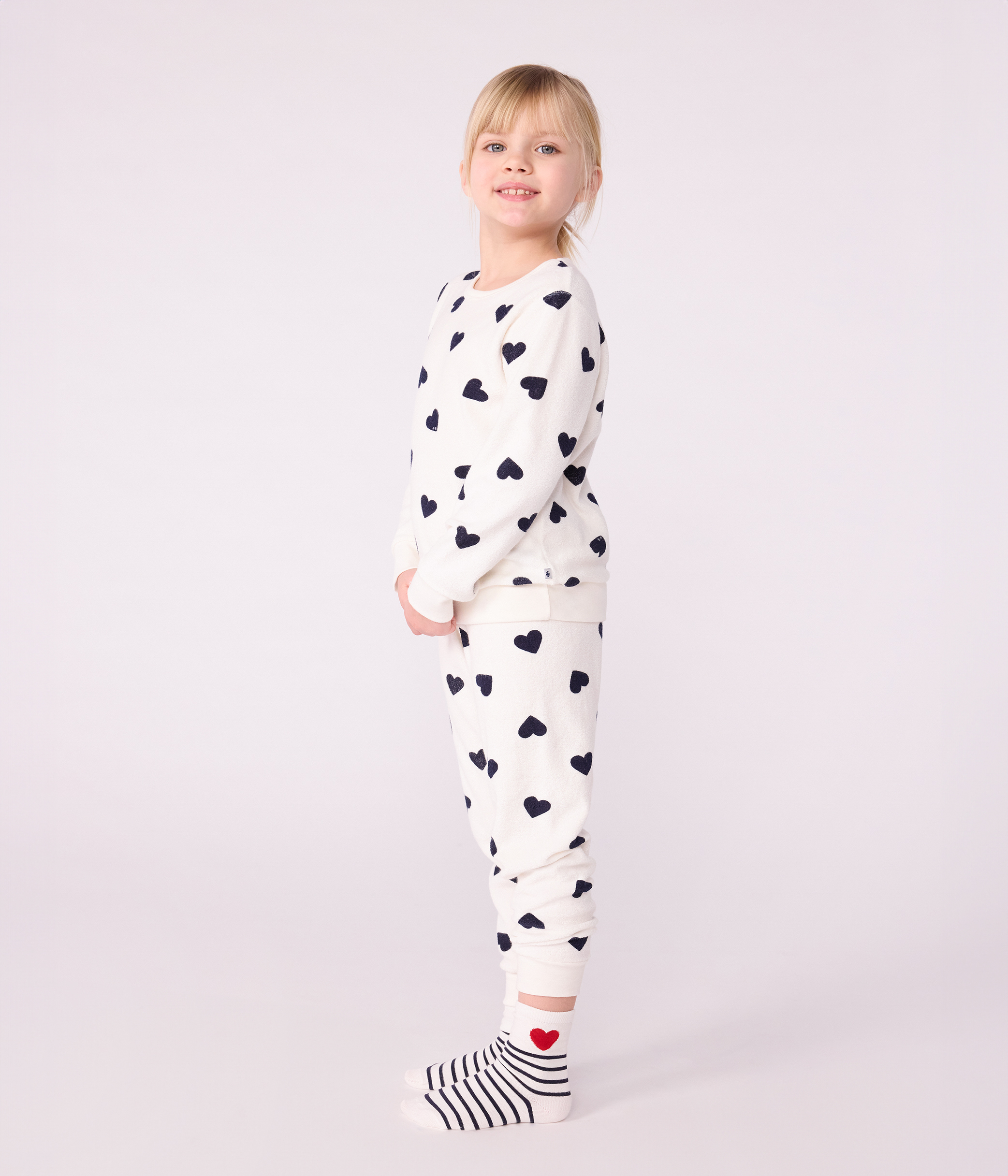 Children's cotton socks with stripes and hearts - 3-pack