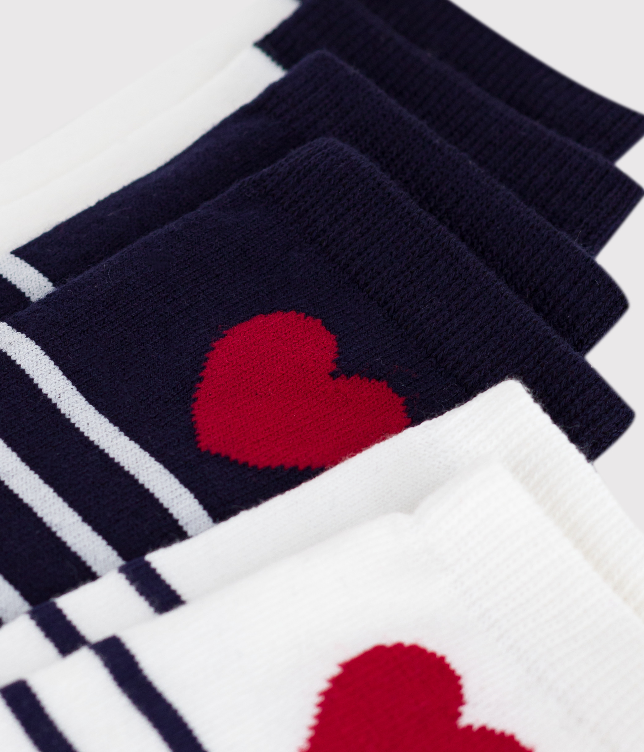 Children's cotton socks with stripes and hearts - 3-pack