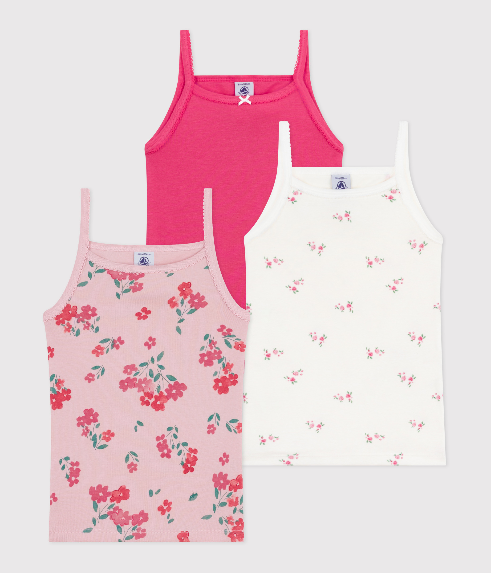 Pack of strappy floral-print cotton vests