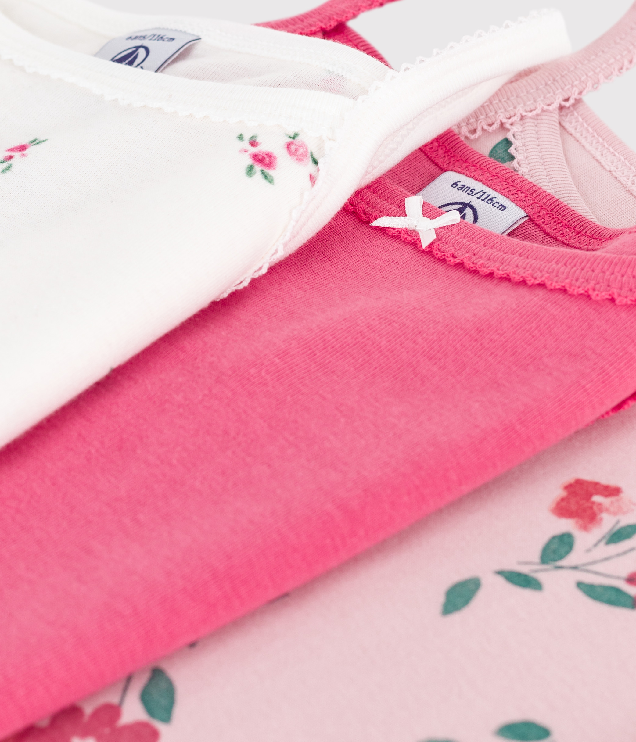 Pack of strappy floral-print cotton vests