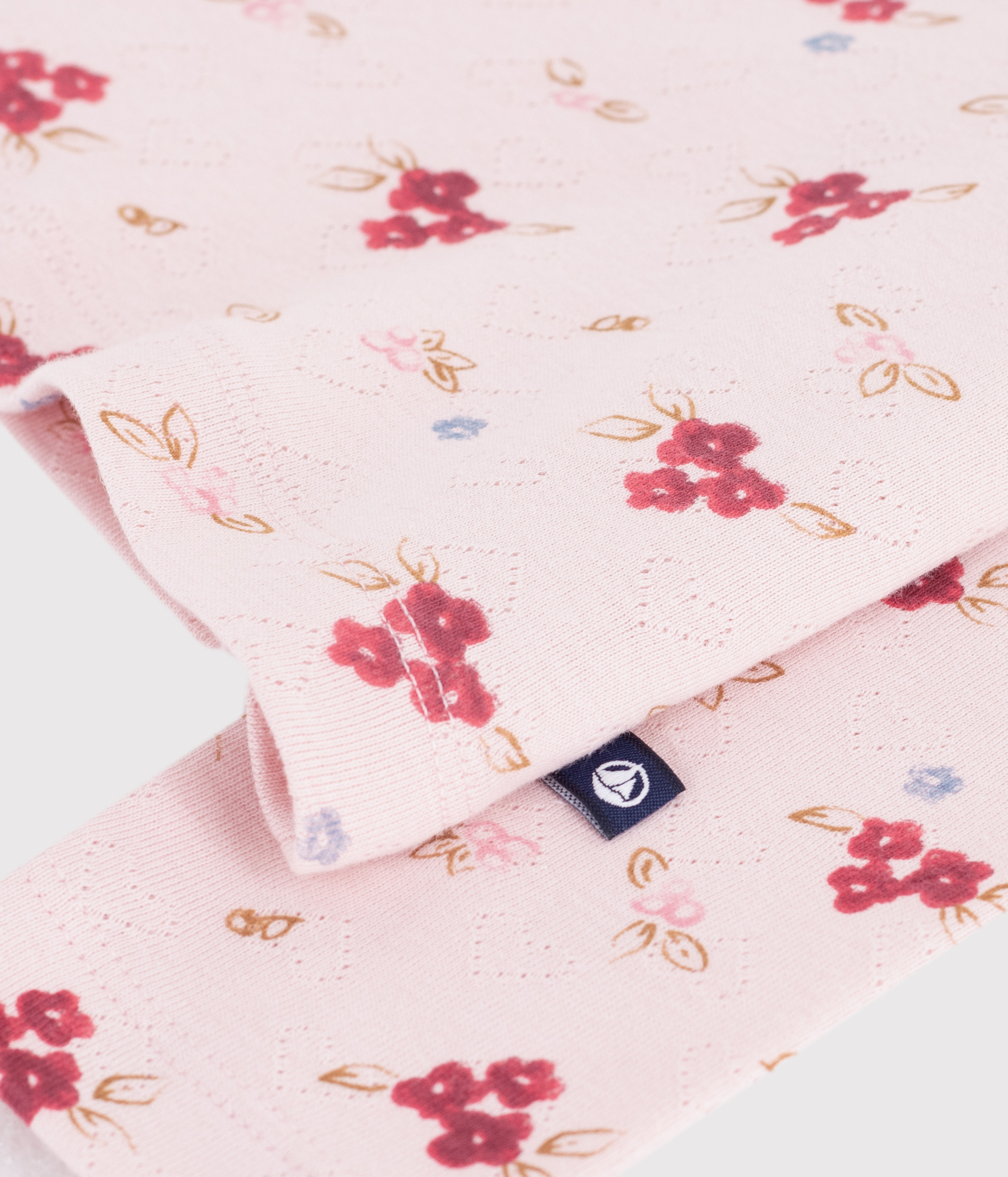 Children's printed openwork cotton rollneck top