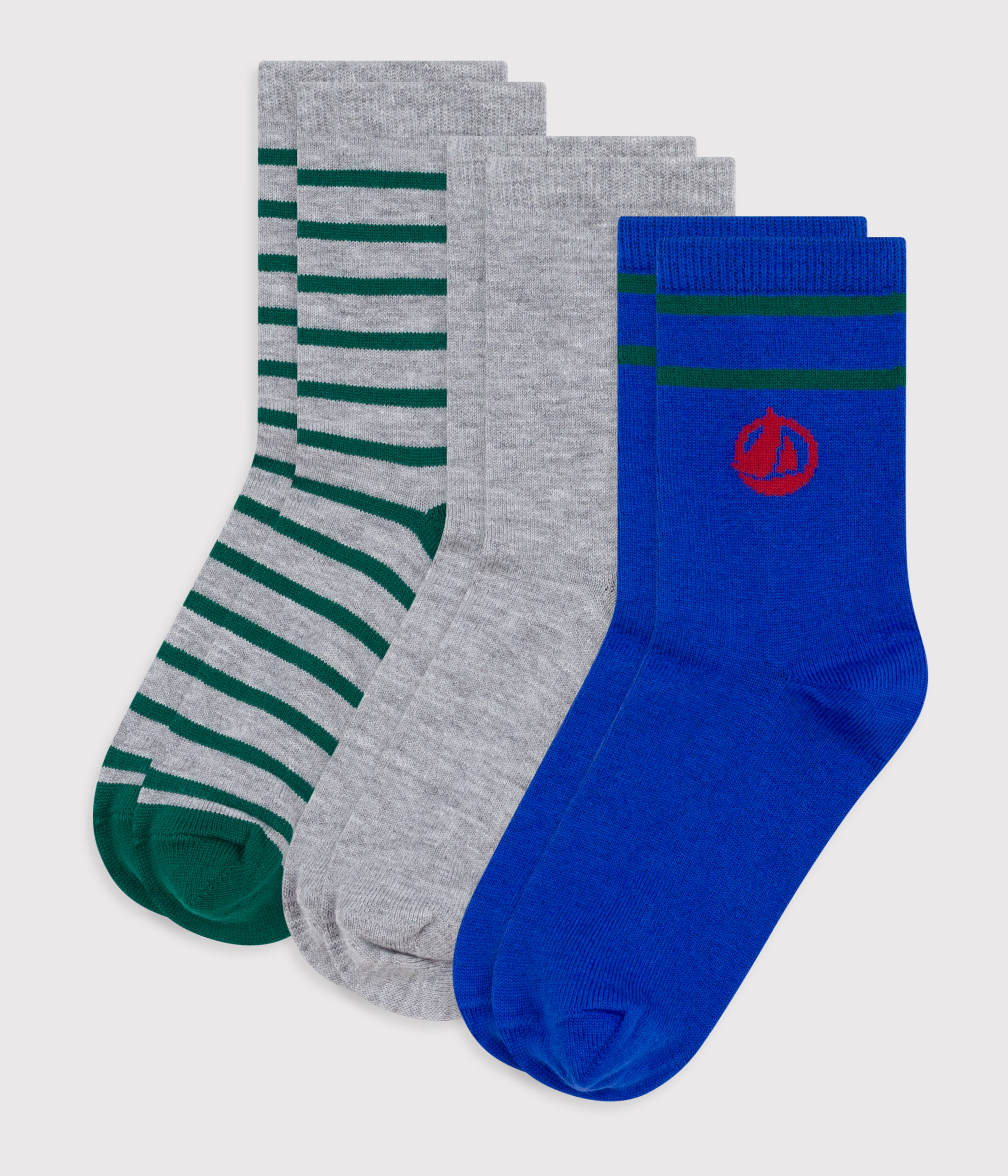 Children's stripy logo cotton socks - 3-pack