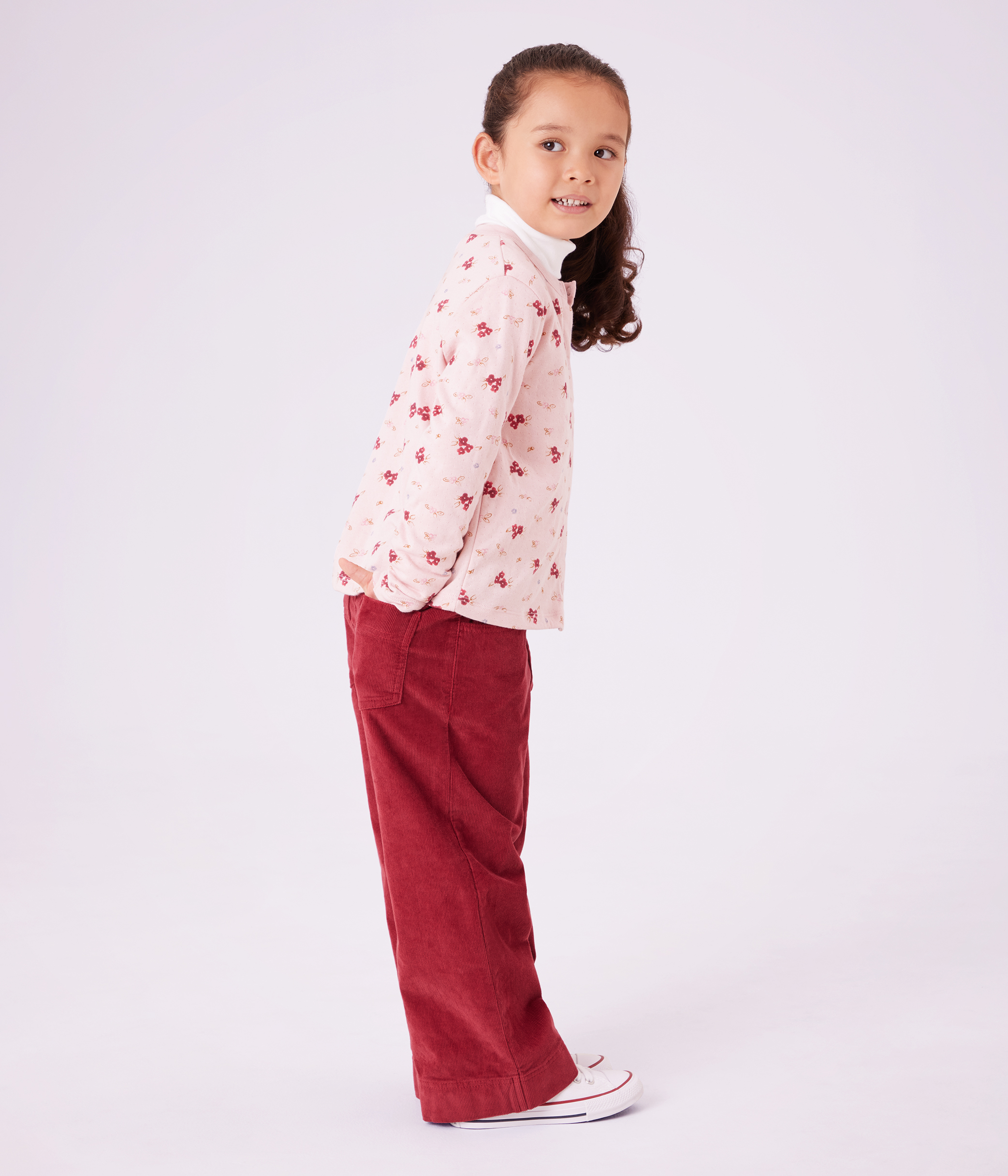 Girls' plain corduroy trousers