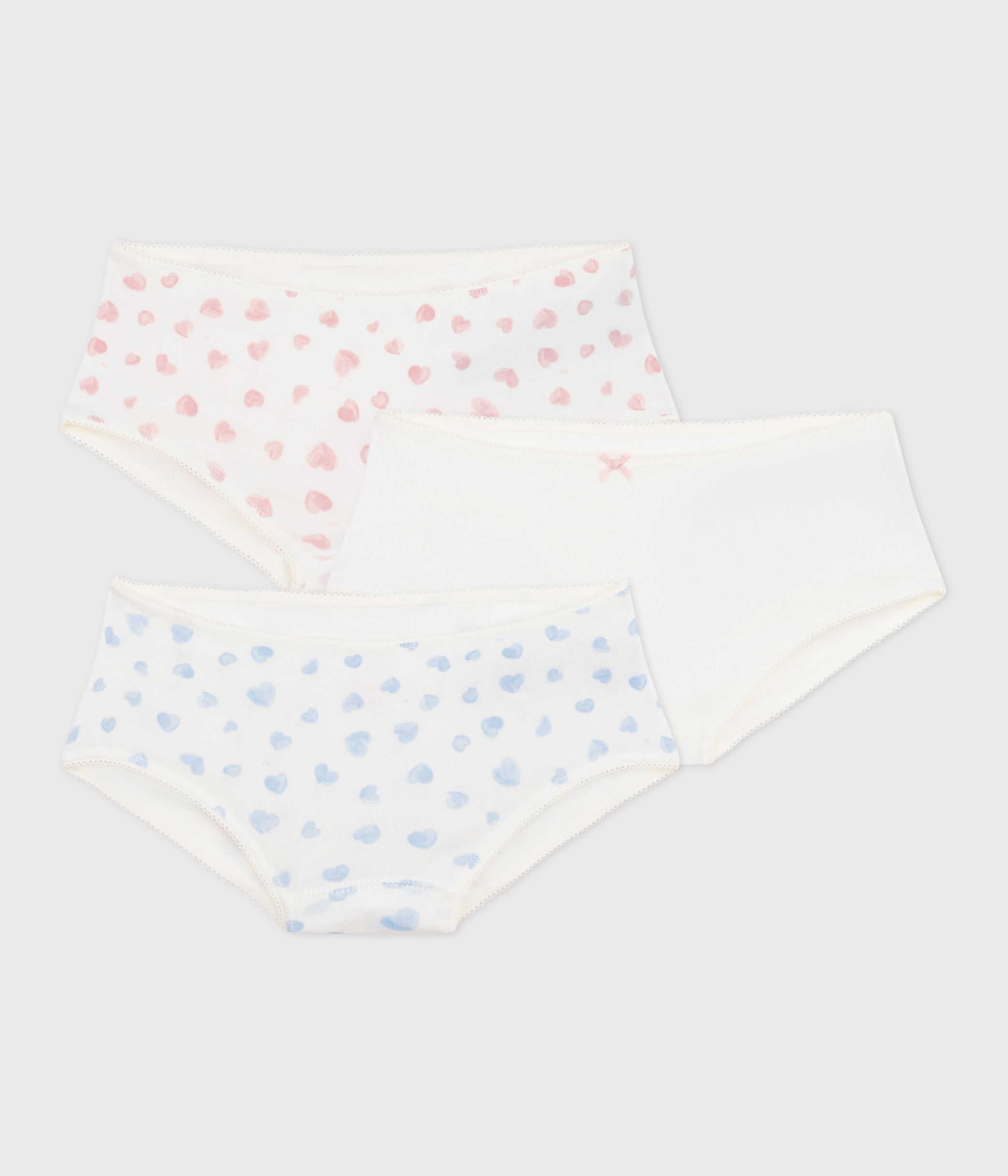 Pack of heart-print cotton shorties for children