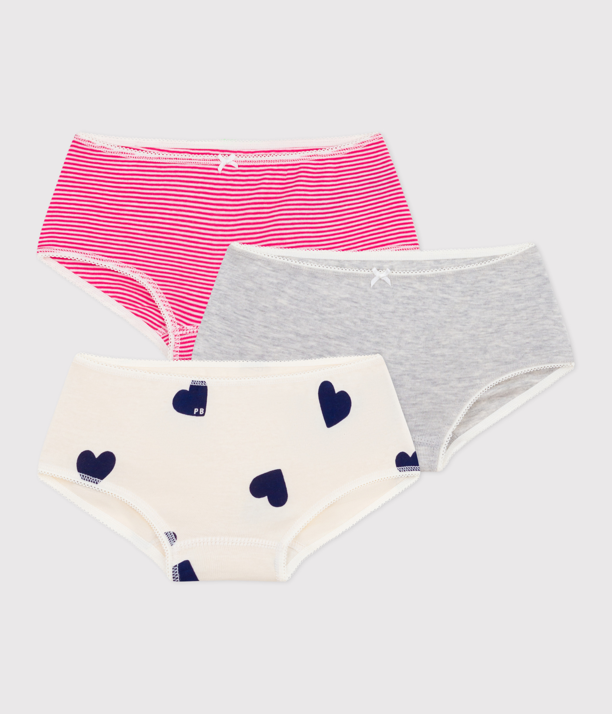 Pack of heart-print cotton shorties for children