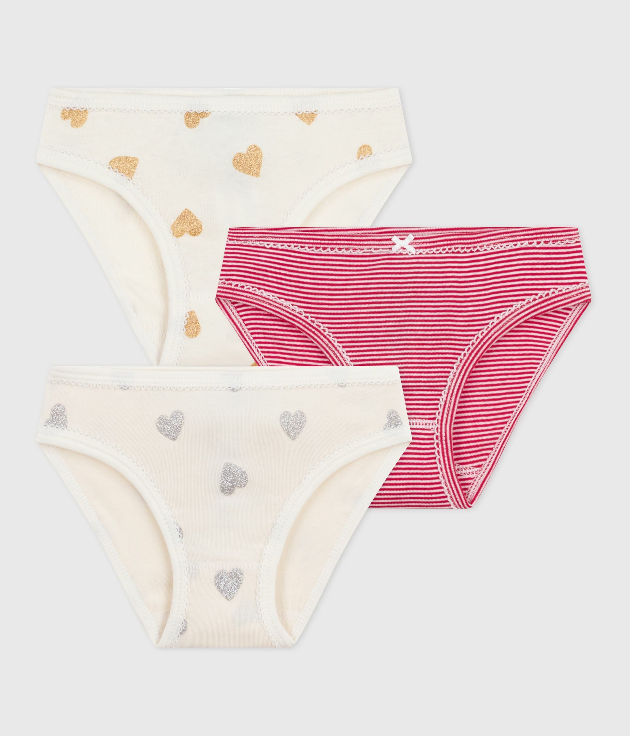 Pack of children's heart-print cotton pants