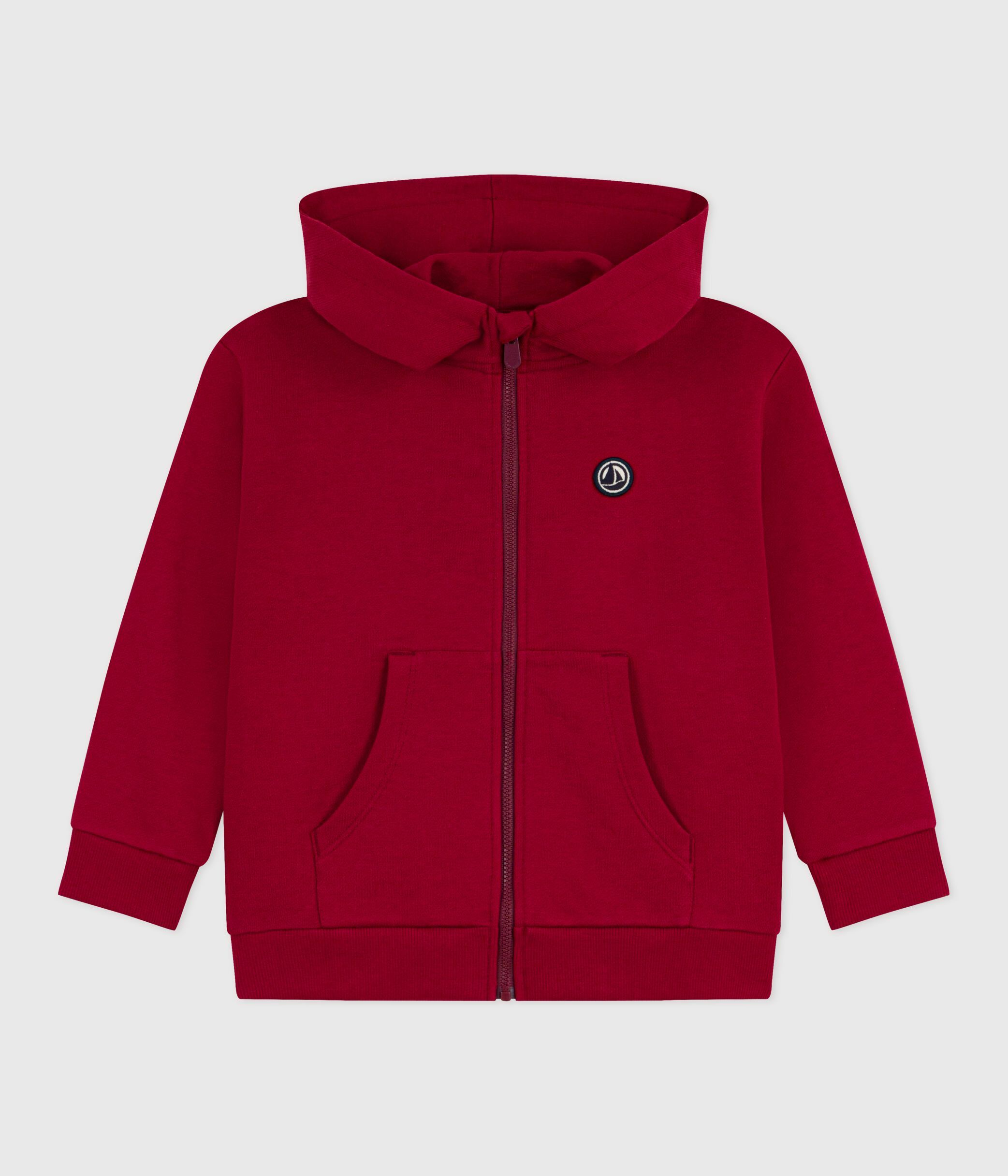 Children's zip-fastened plain cotton sweatshirt