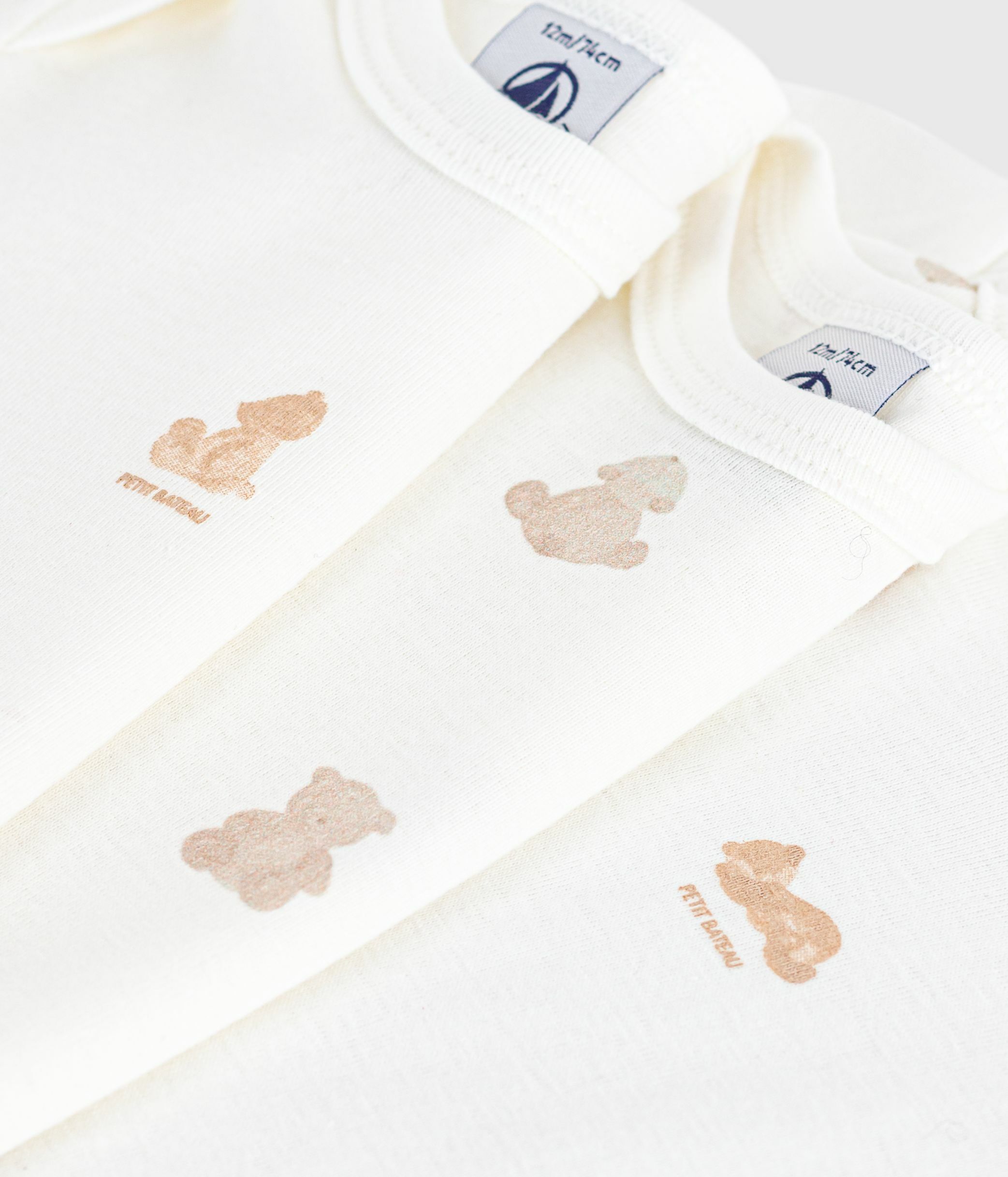 Pack of babies' short-sleeved bear-print cotton bodies