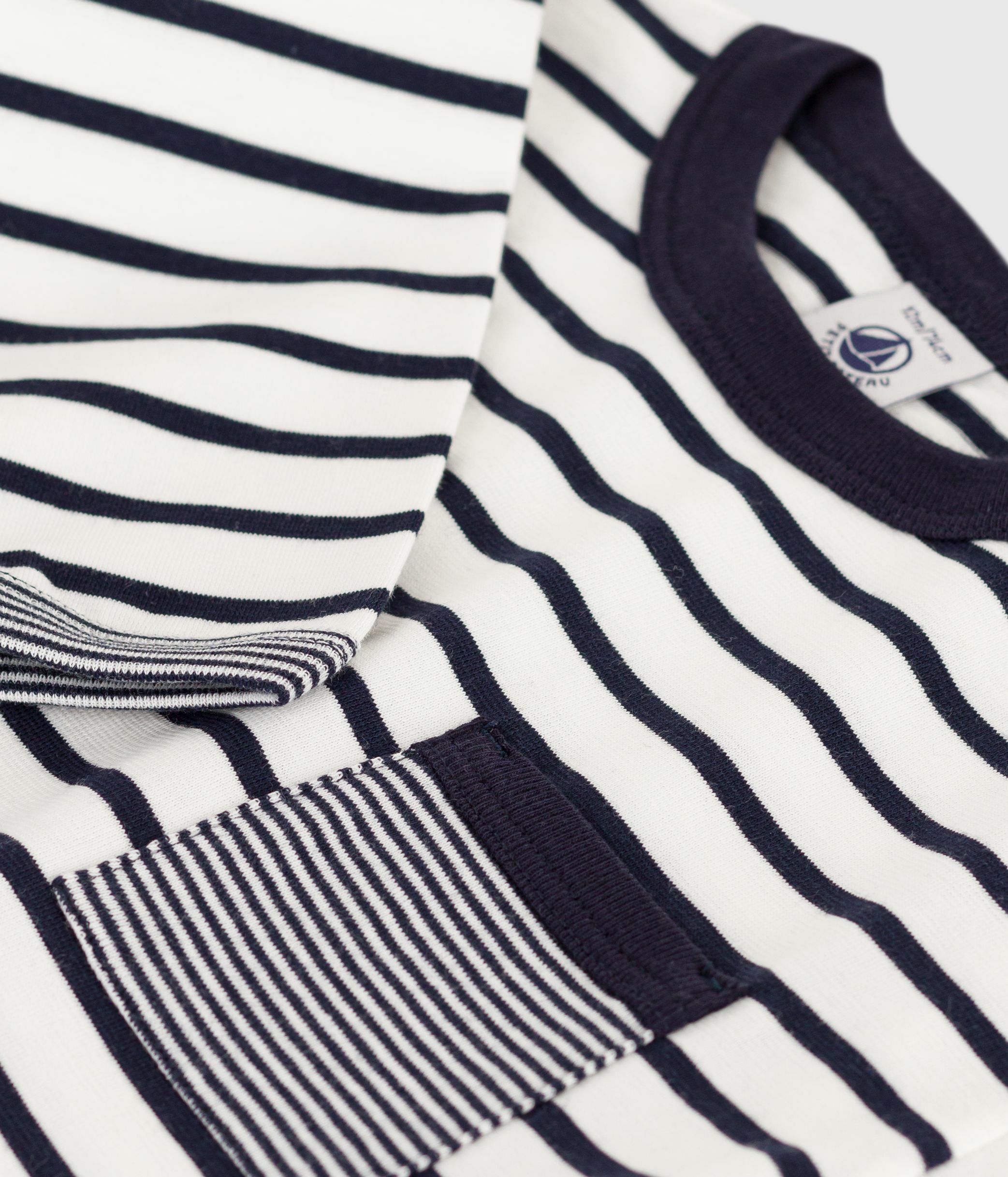 Babies' long-sleeved stripy cotton T-Shirt