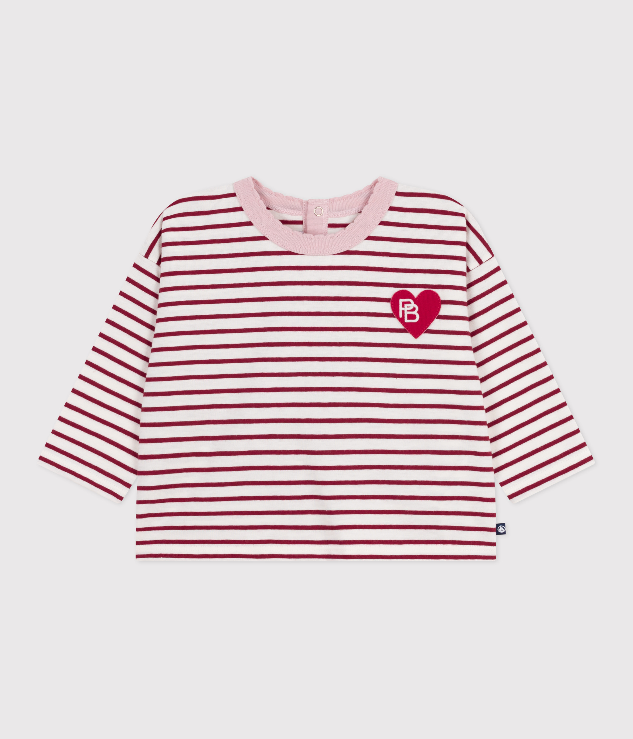 Babies' long-sleeved stripy cotton T-Shirt