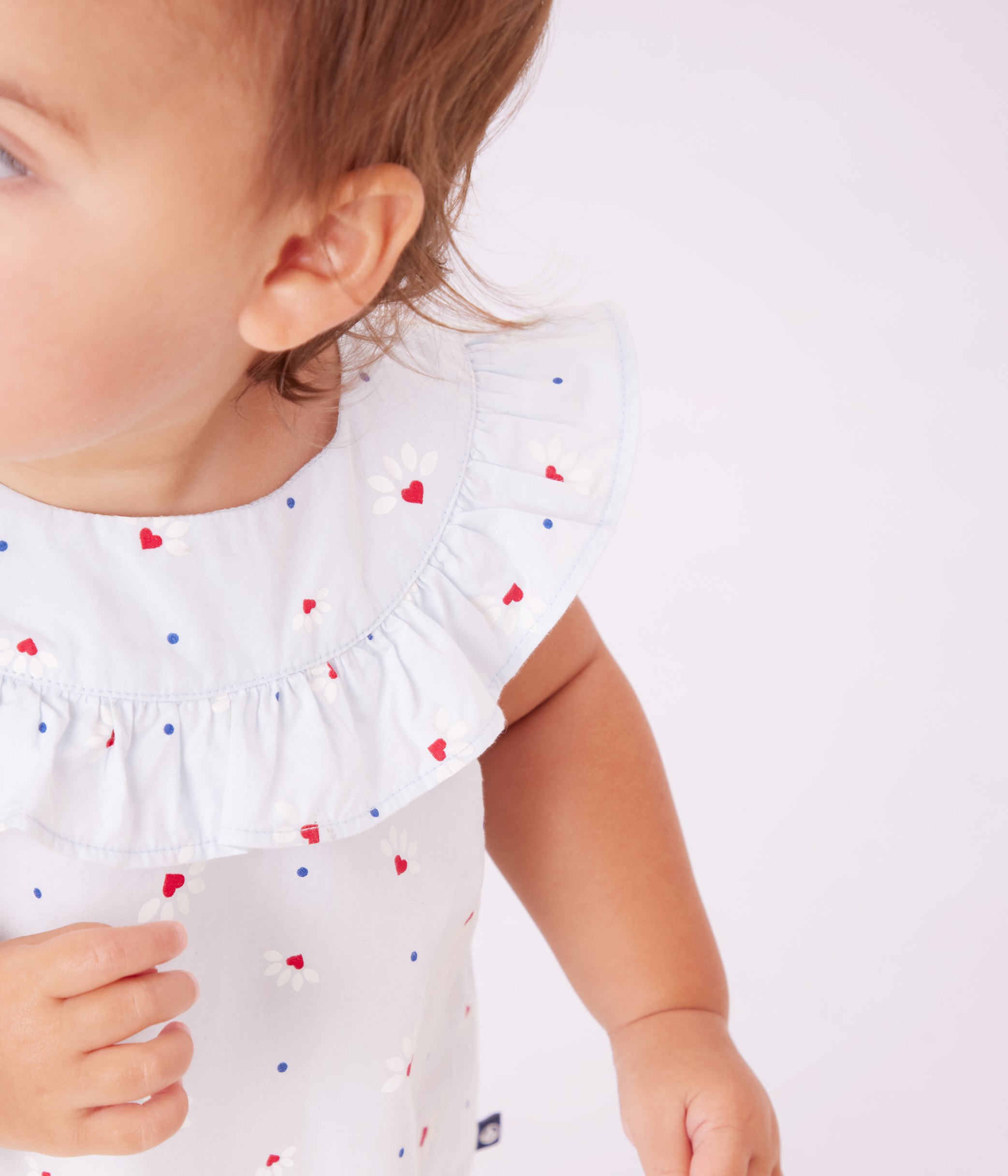 Babies' sleeveless floral-print cotton poplin blouse