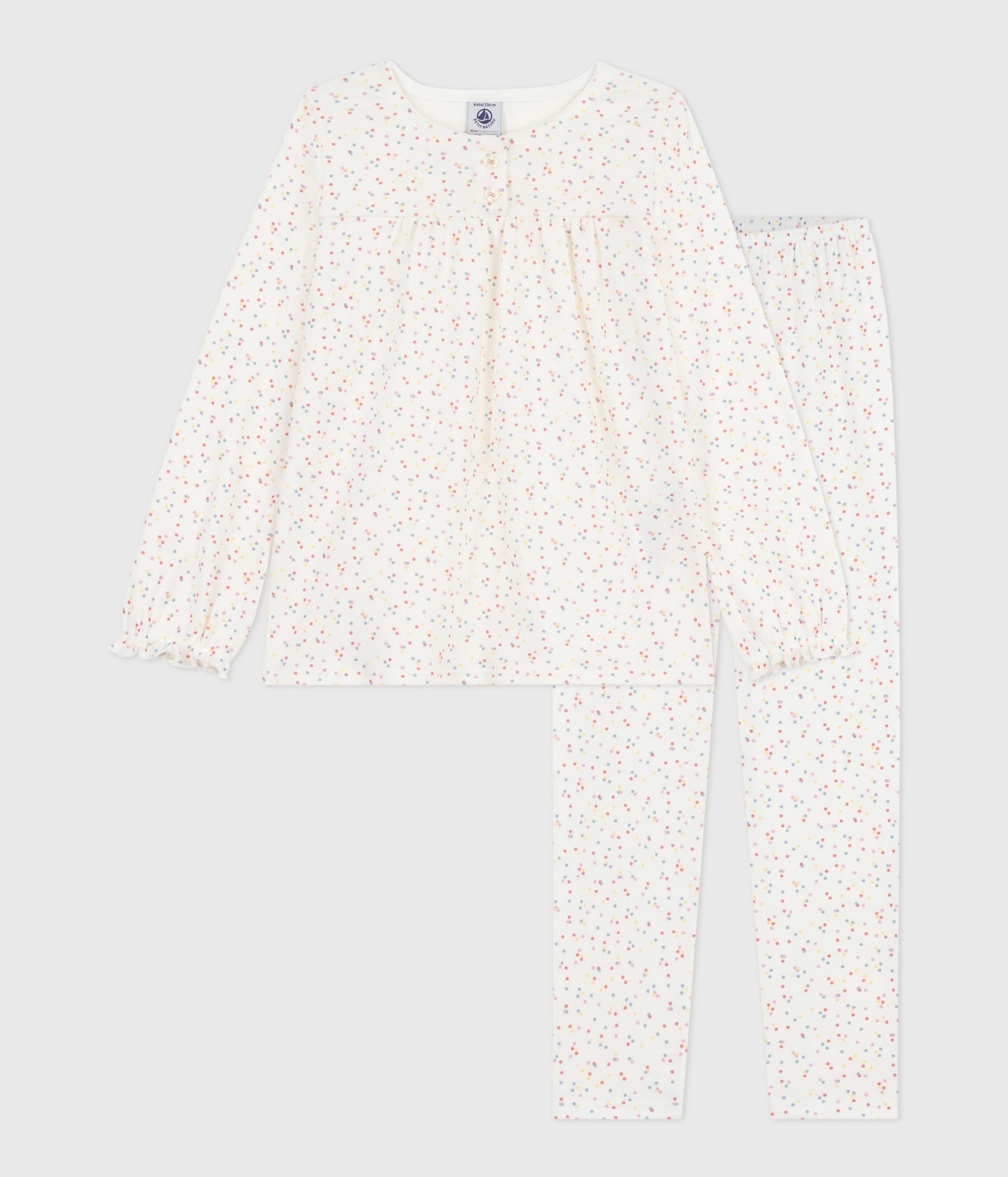 Children's polka dot printed cotton pyjamas