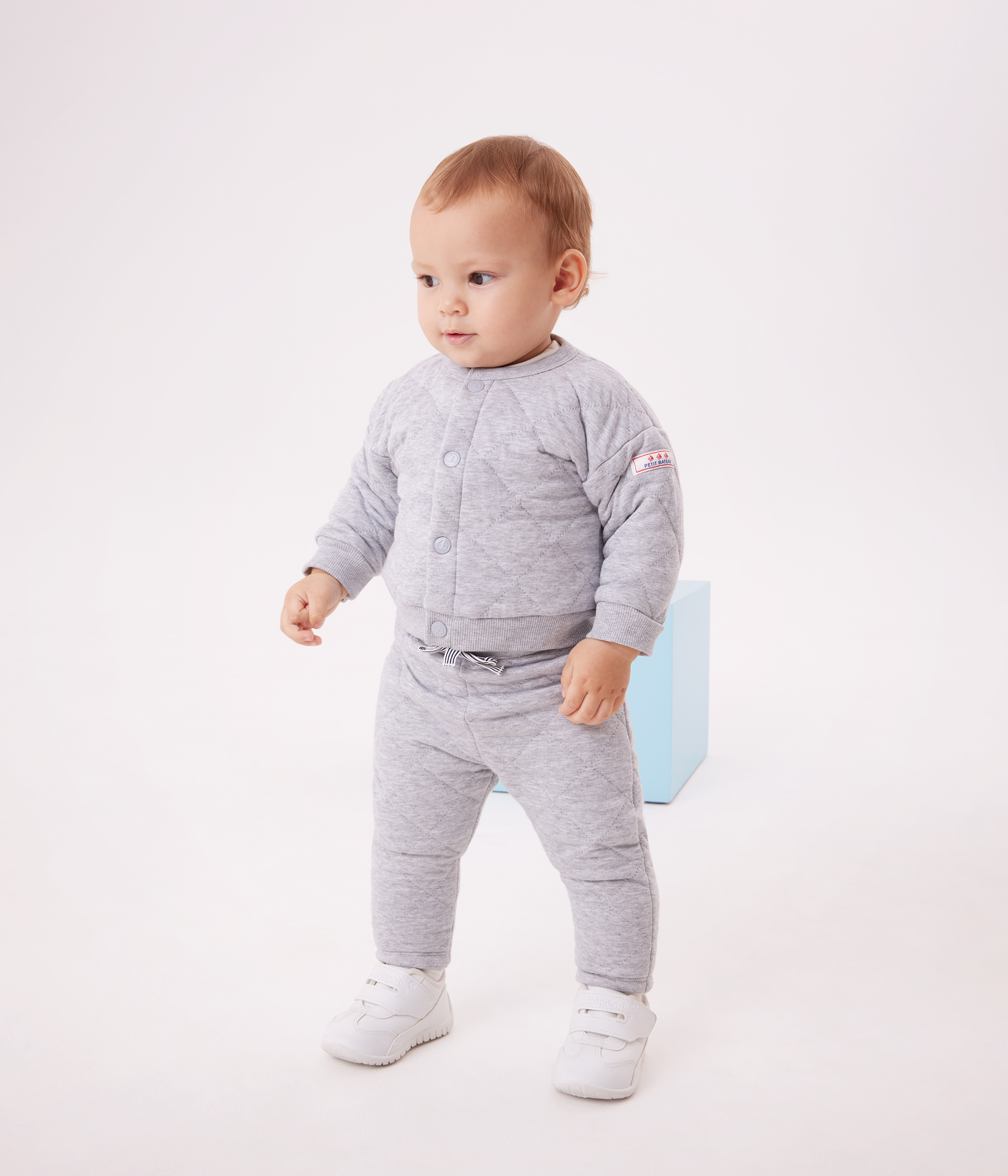 Babies' plain thick cotton cardigan