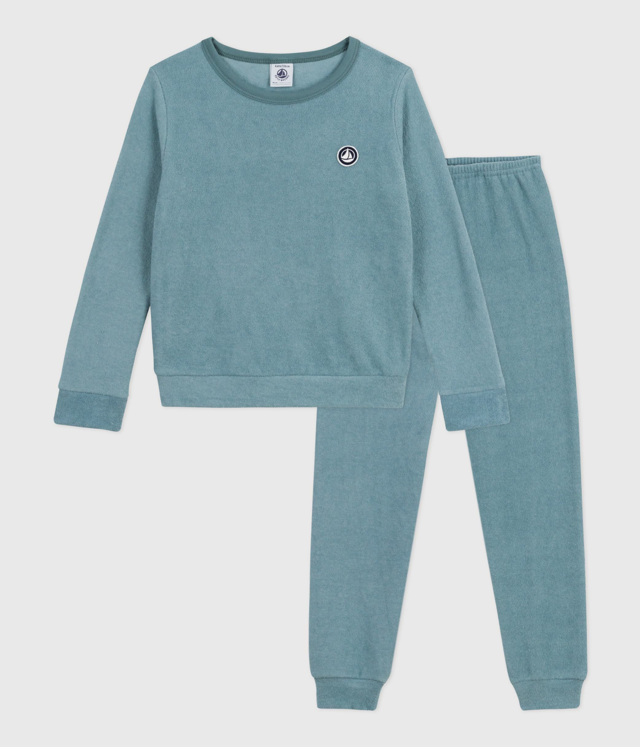Children's plain cotton terry pyjamas