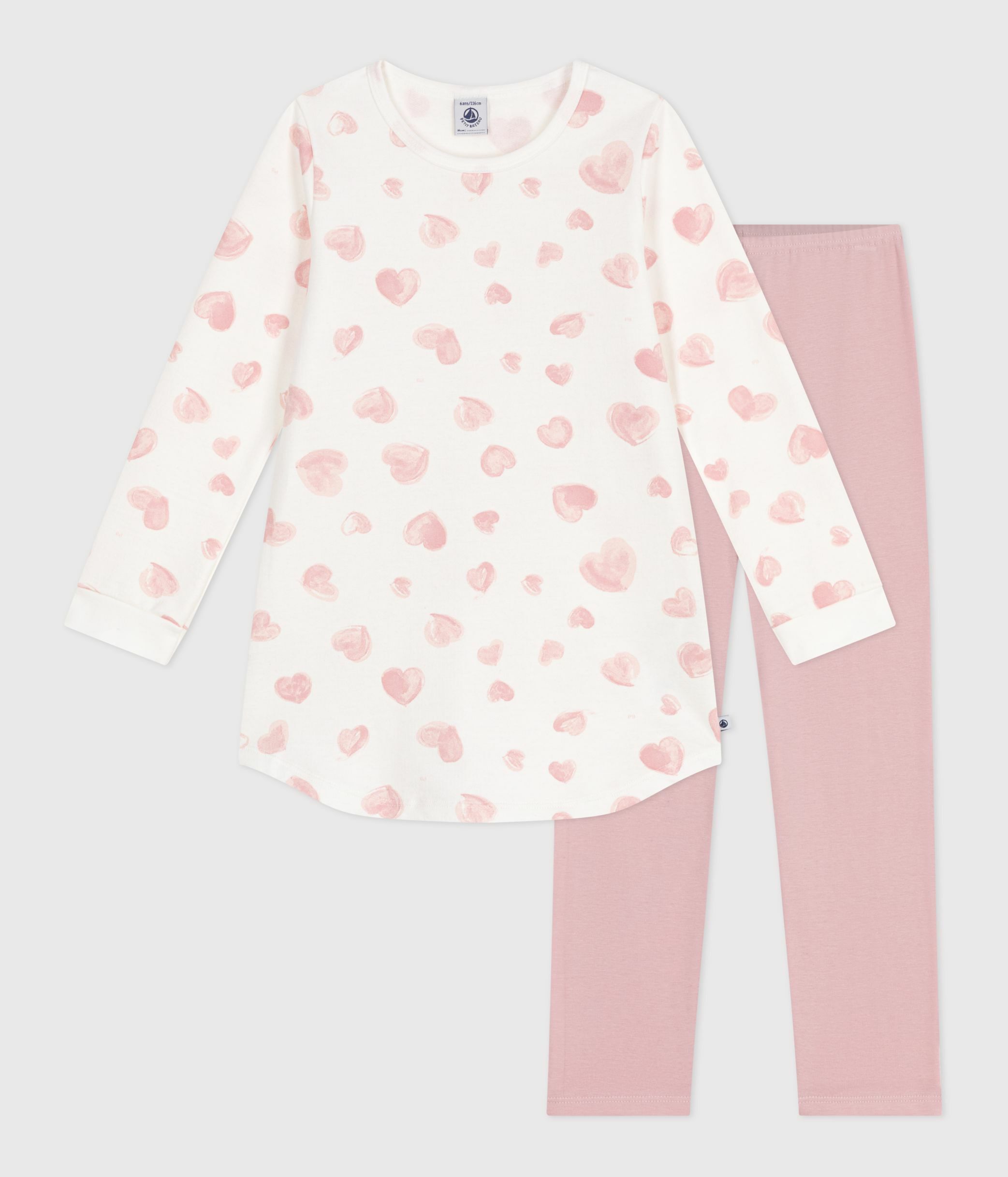 Children's heart print brushed fleece nightdress and leggings