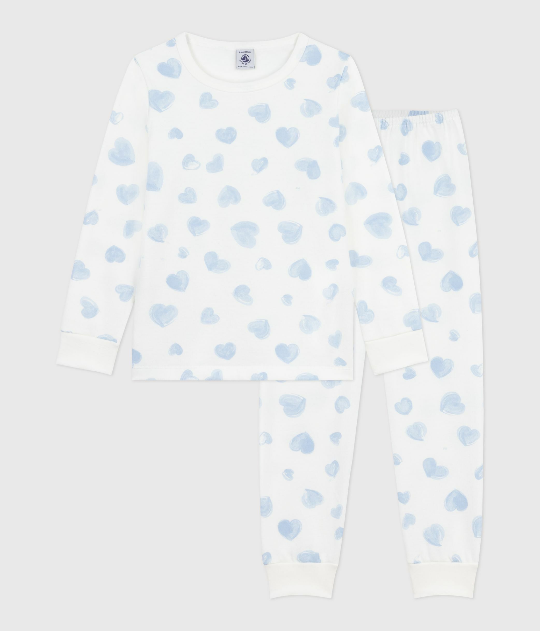 Children's pyjamas in heart-printed fleece