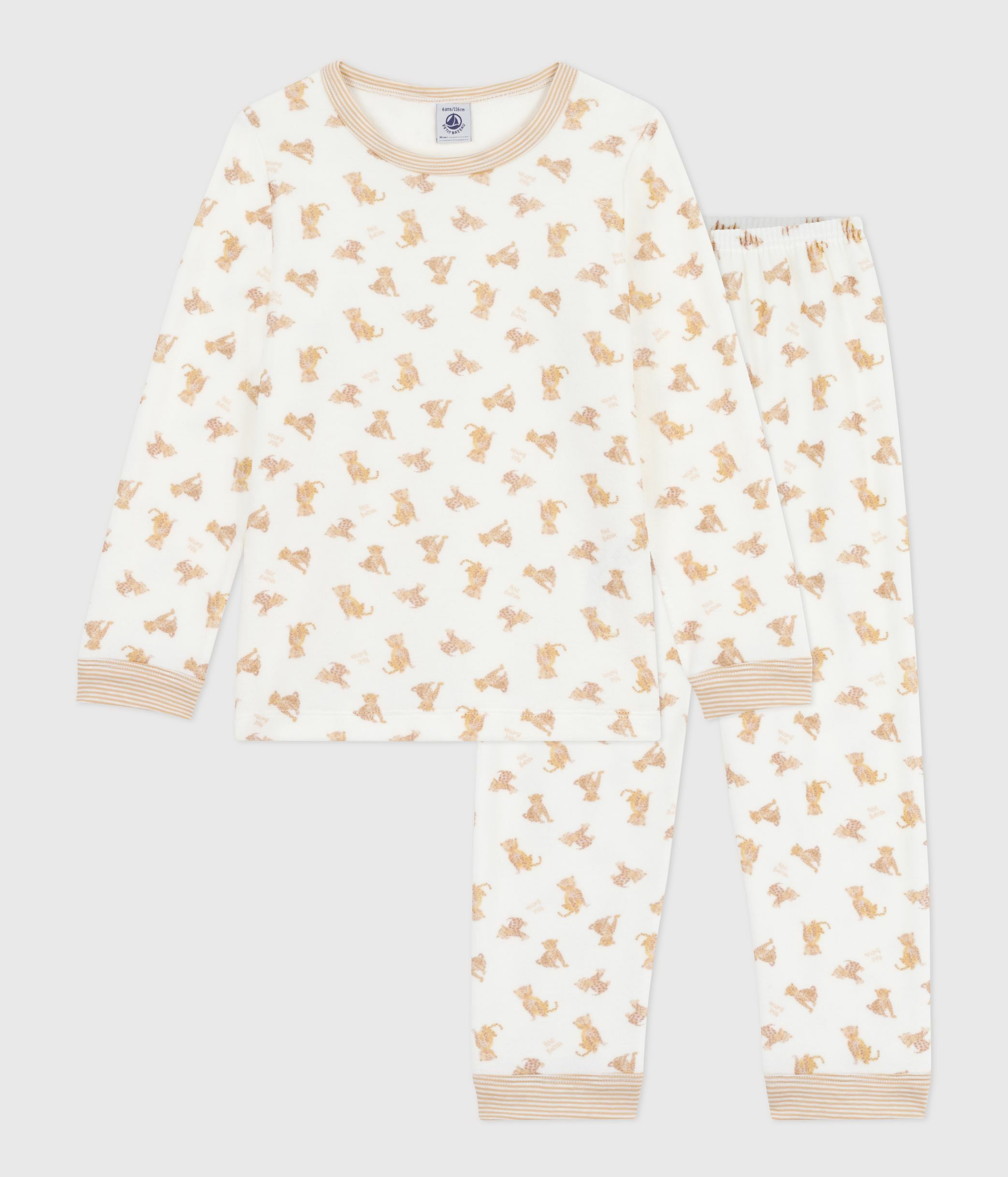Children's velour pyjamas printed with leopards