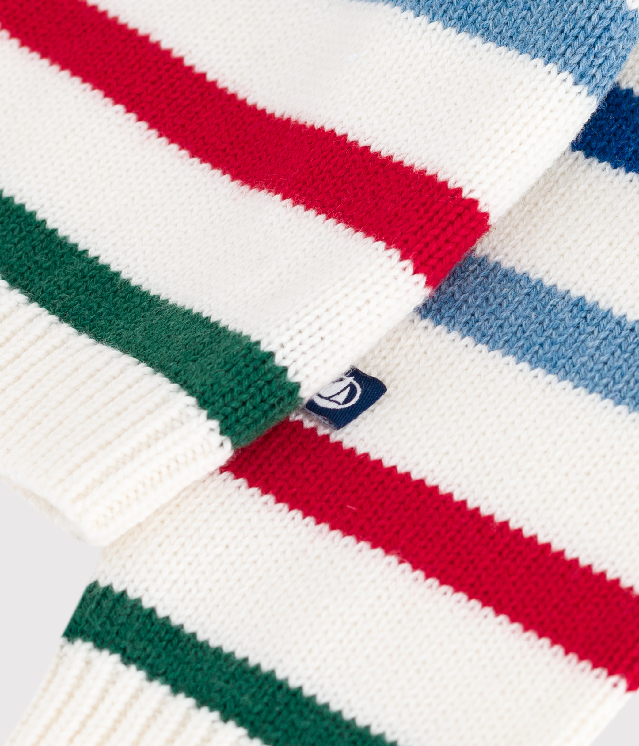 Babies' multi-coloured striped wool and cotton jumper