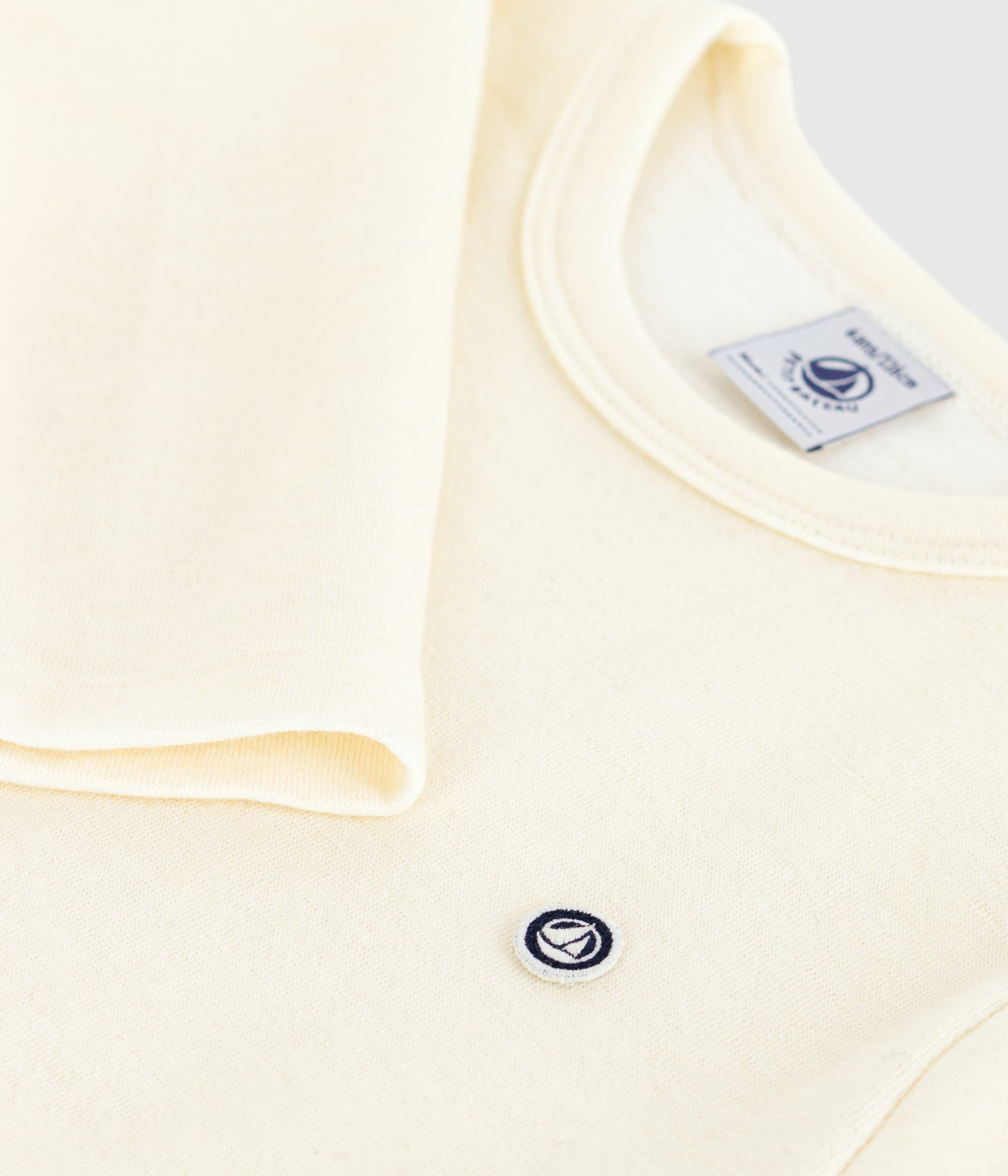 Children's long-sleeved plain wool and cotton t-shirt