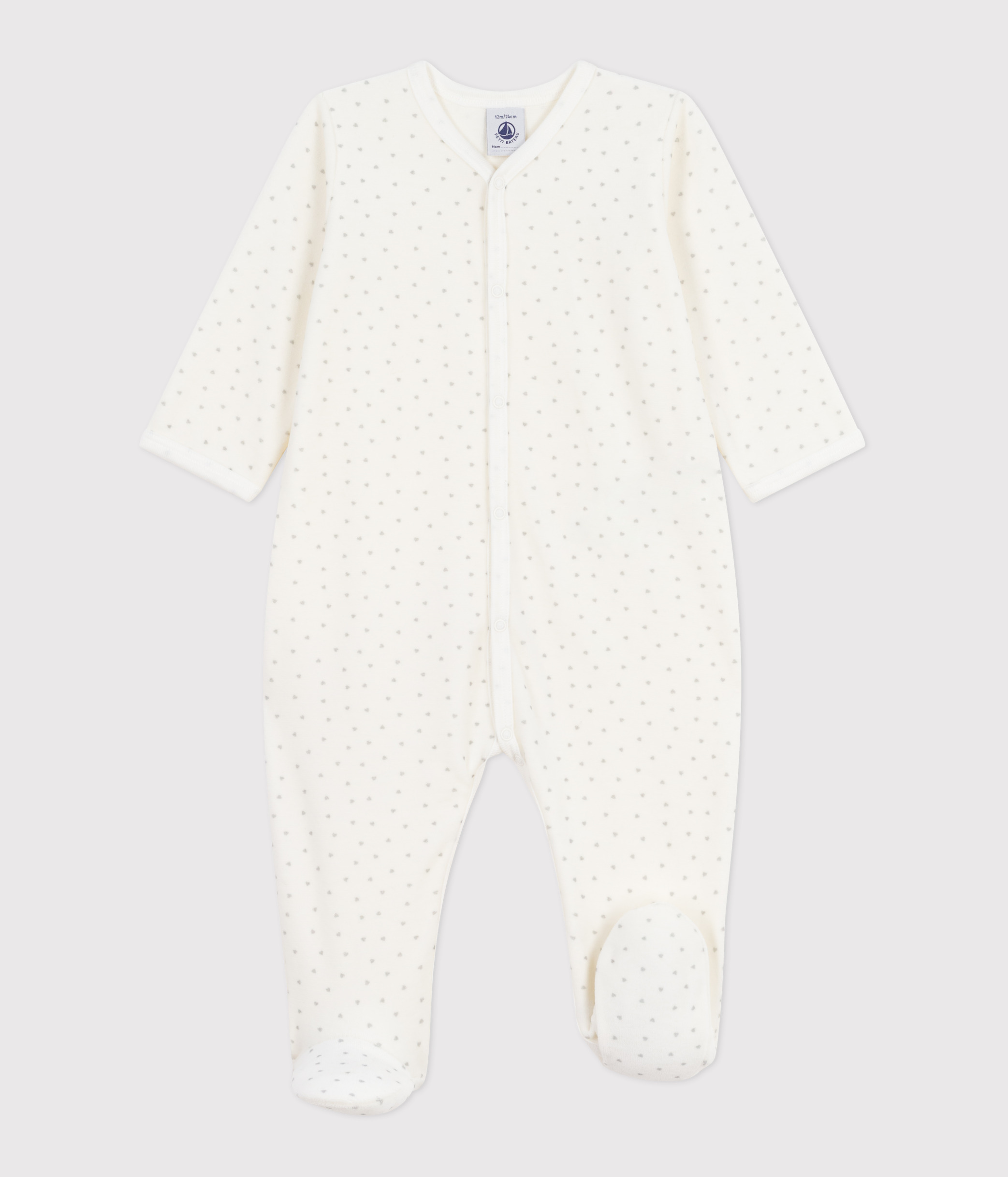 Babies' little heart-print velour pyjama suit