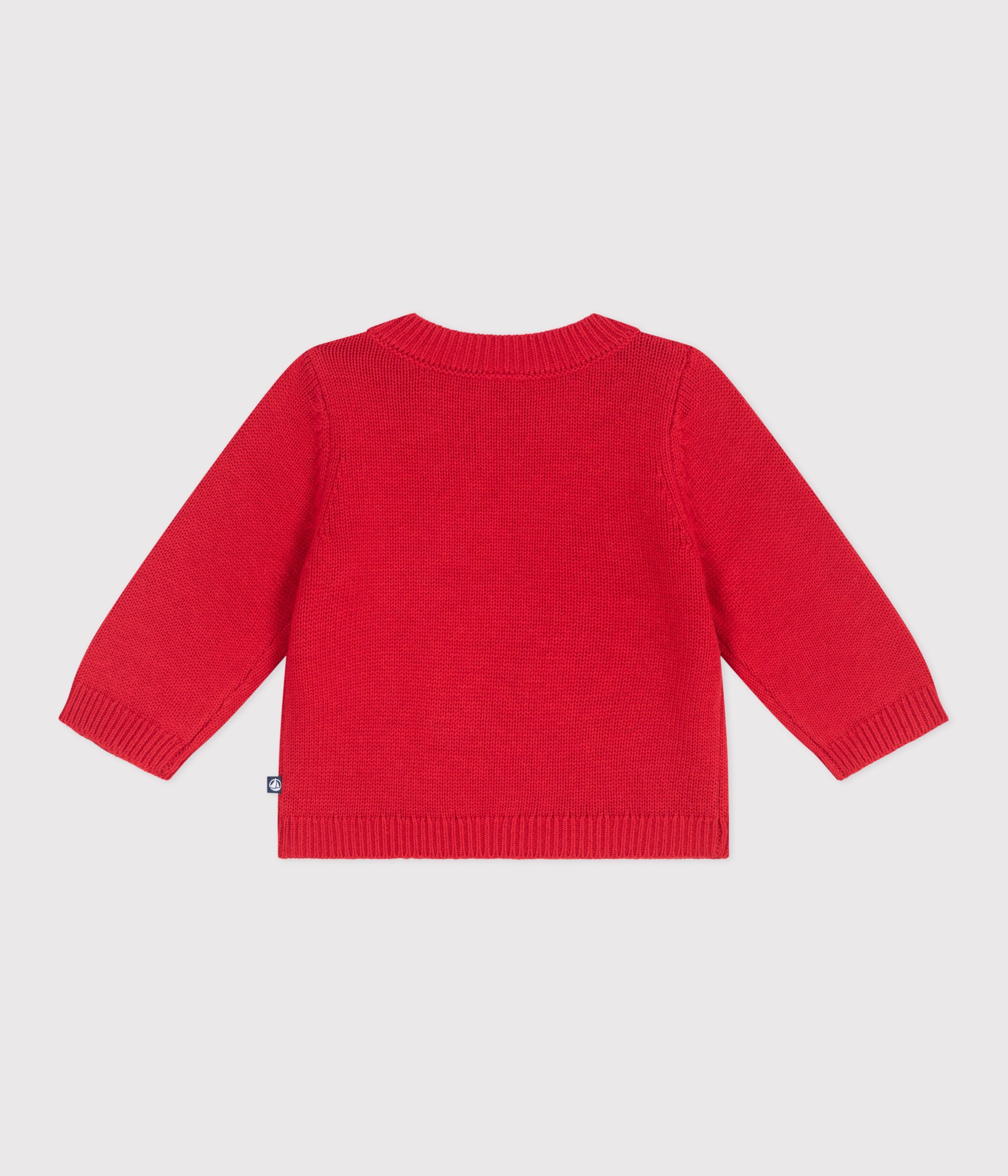 Babies' jumper in a wool and cotton knit with a horse design