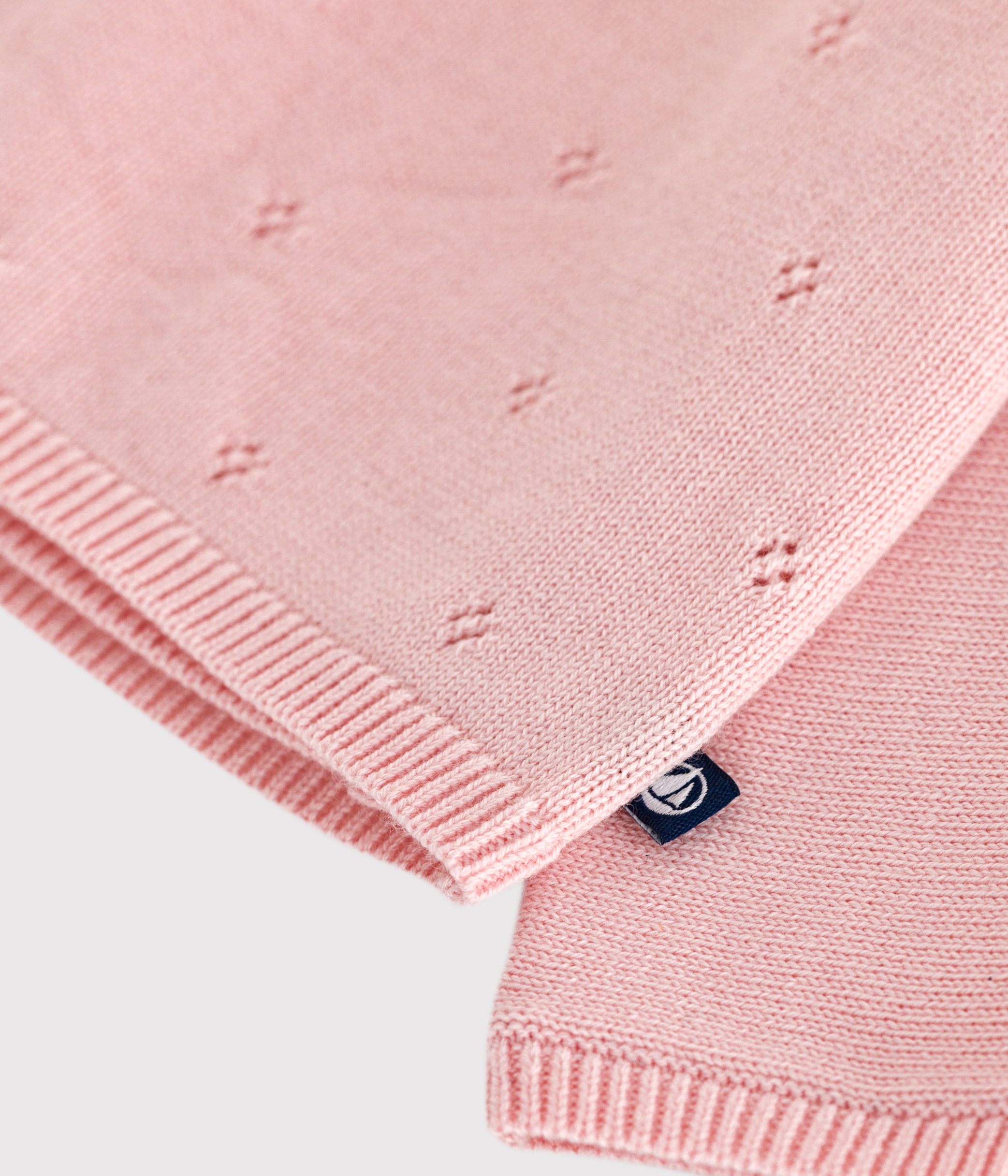 Babies' wool and cotton openwork knit wrapover top