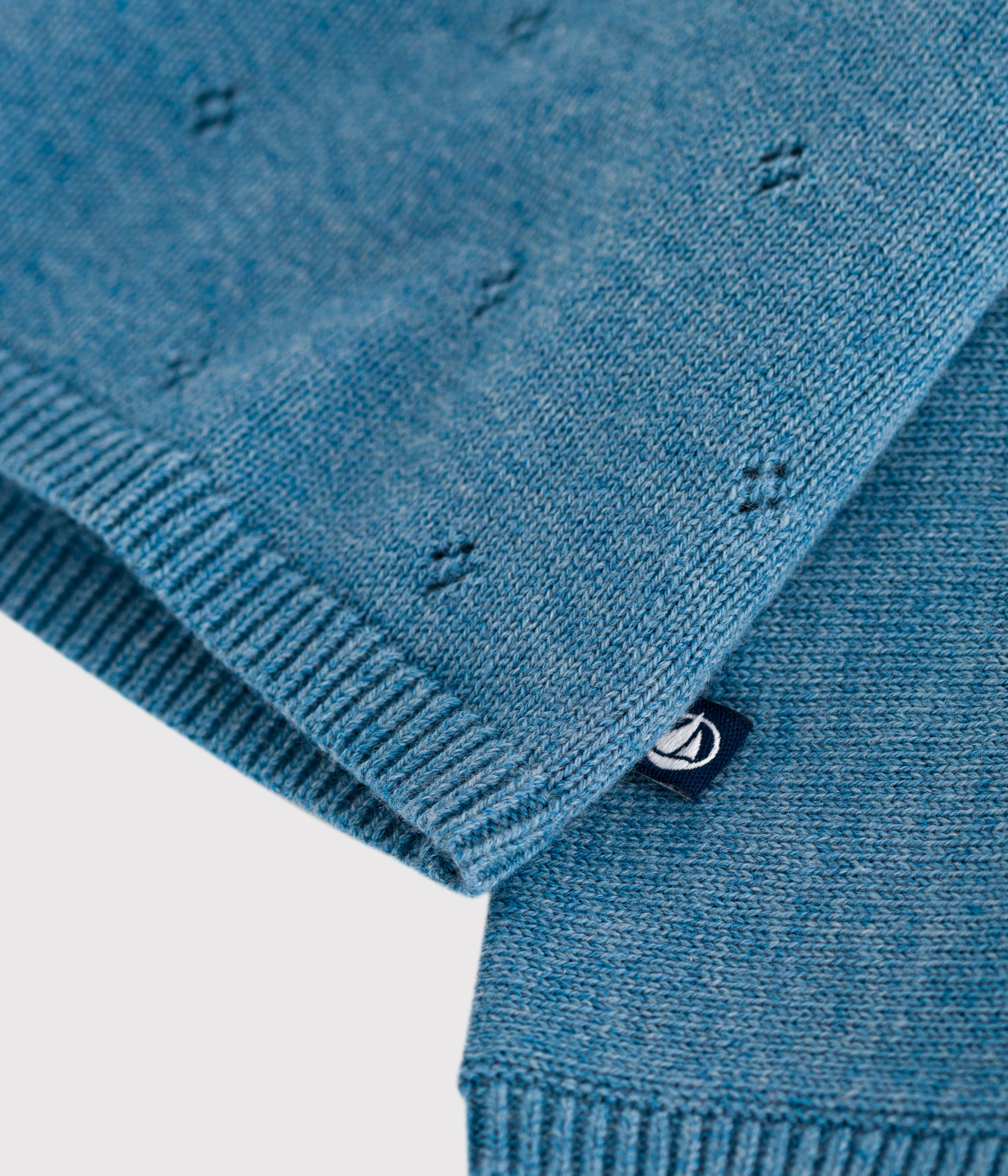 Babies' wool and cotton openwork knit wrapover top