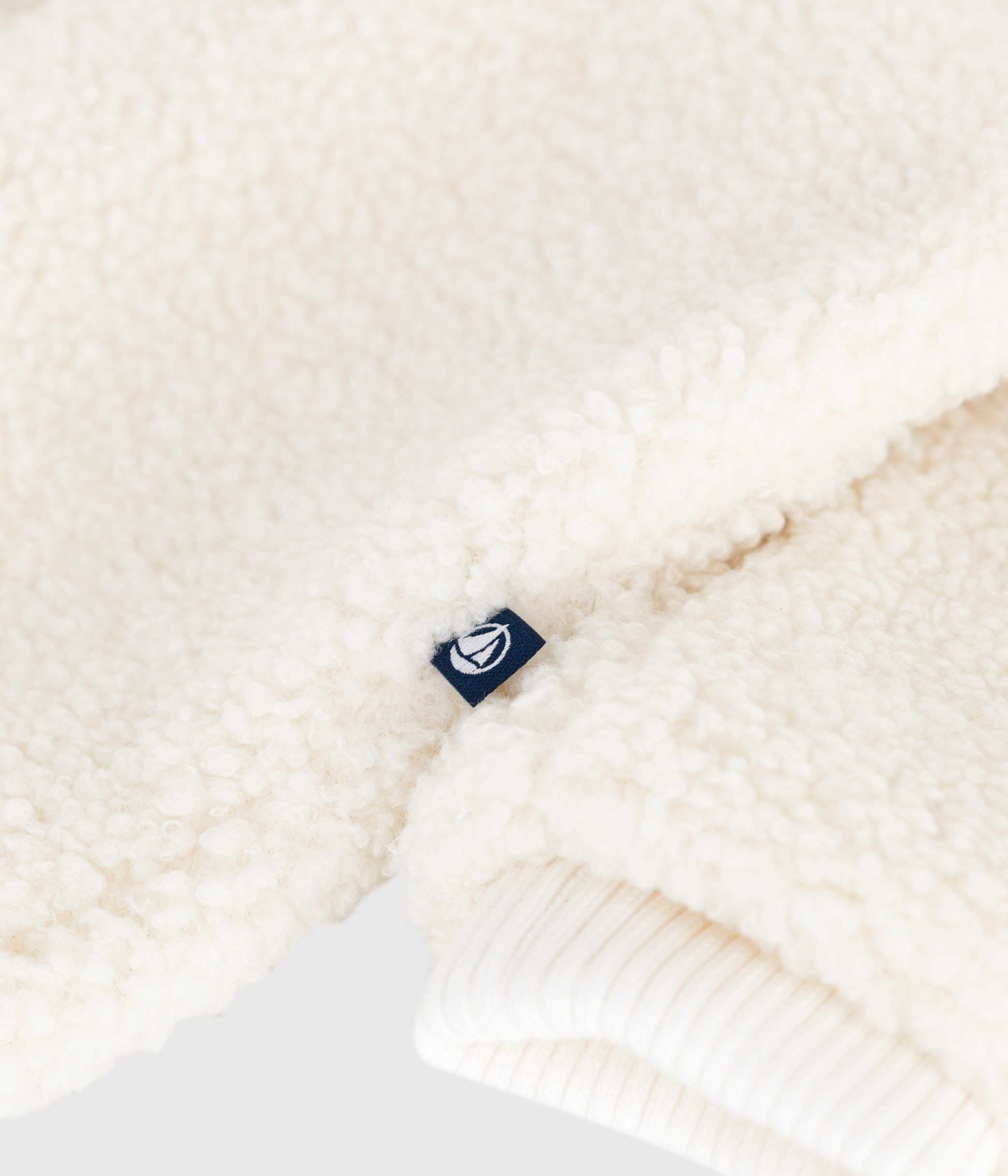 Babies' sherpa snowsuit with ears and a pinstriped lining