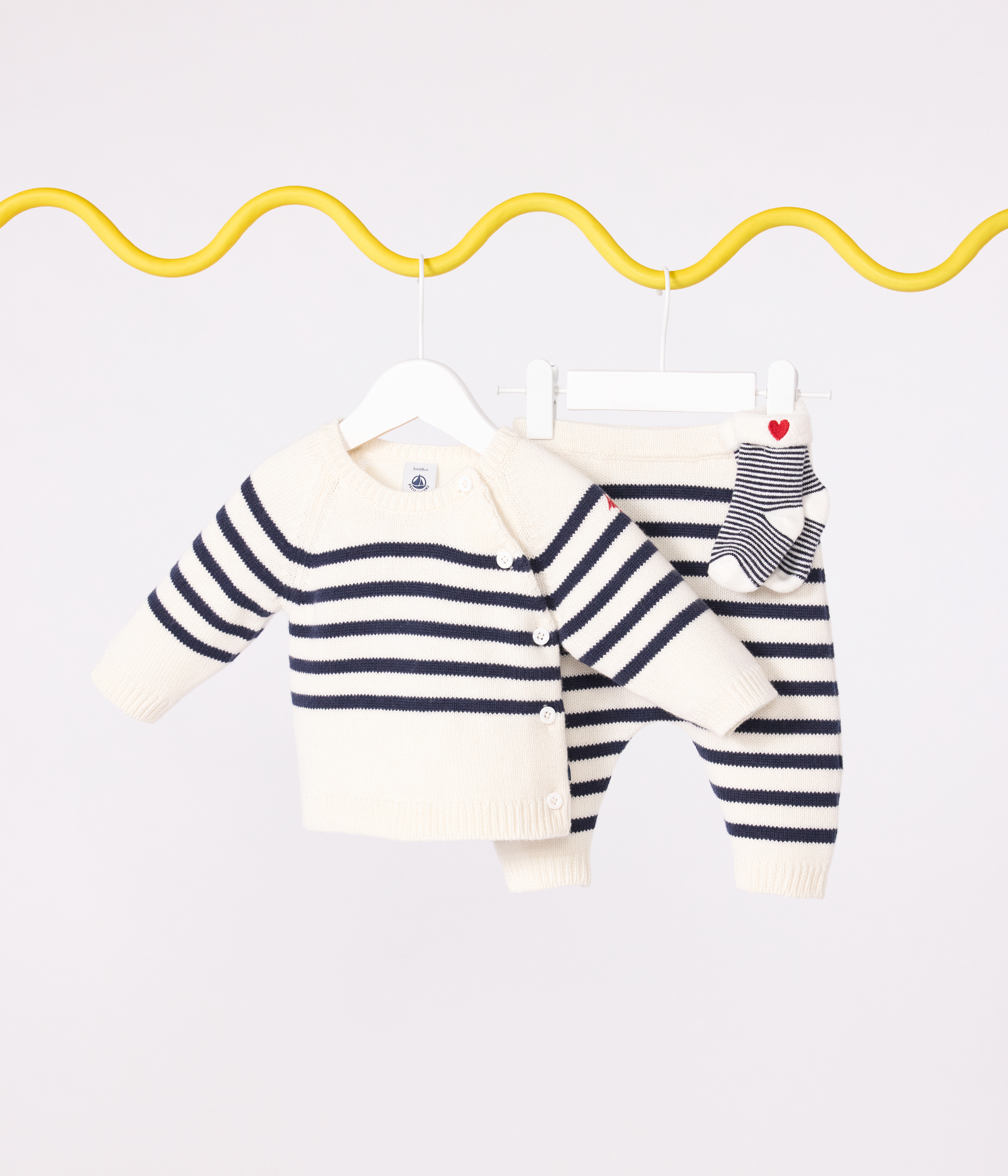Babies' 2-piece stripy knit Breton top outfit