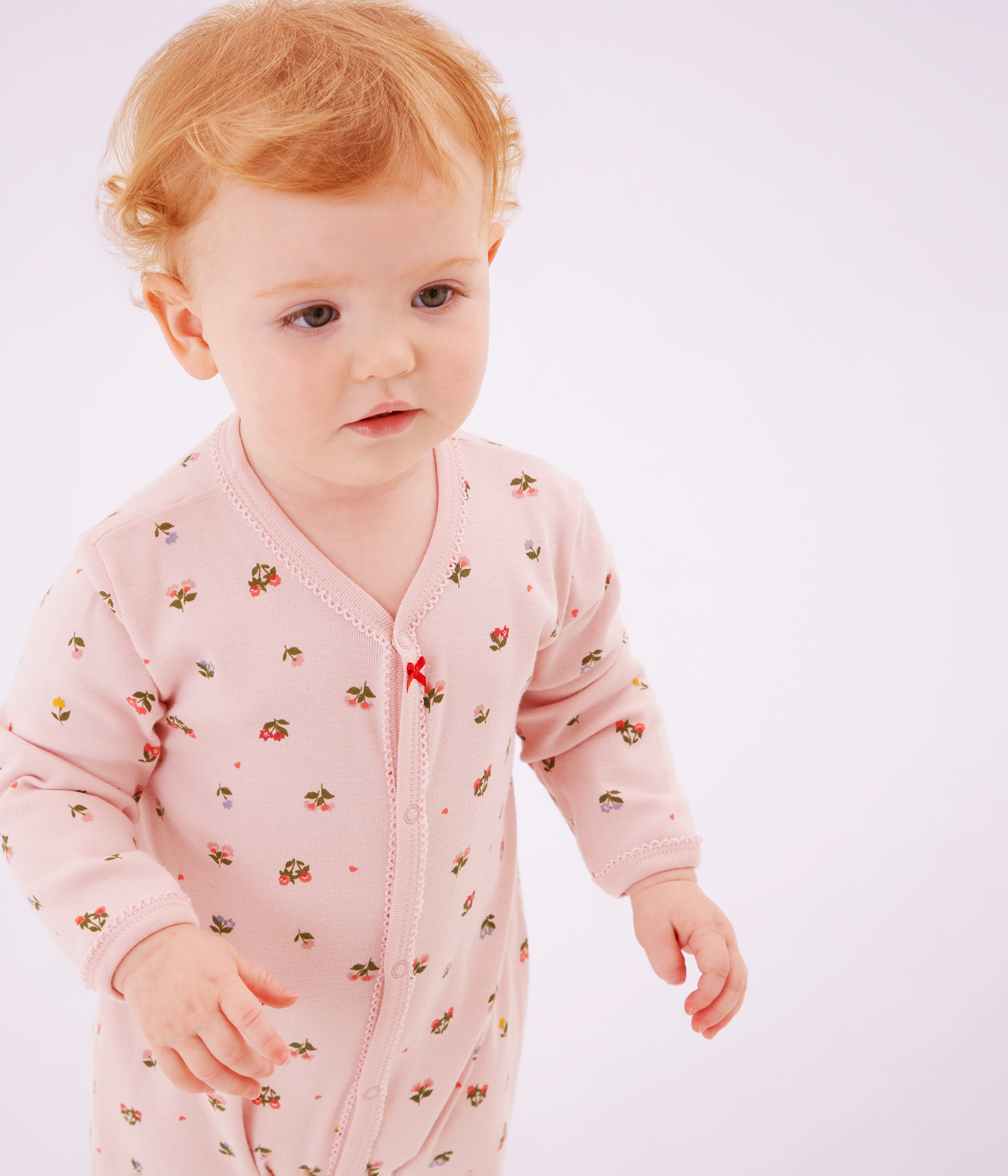 Babies' footless floral-print cotton pyjama suit