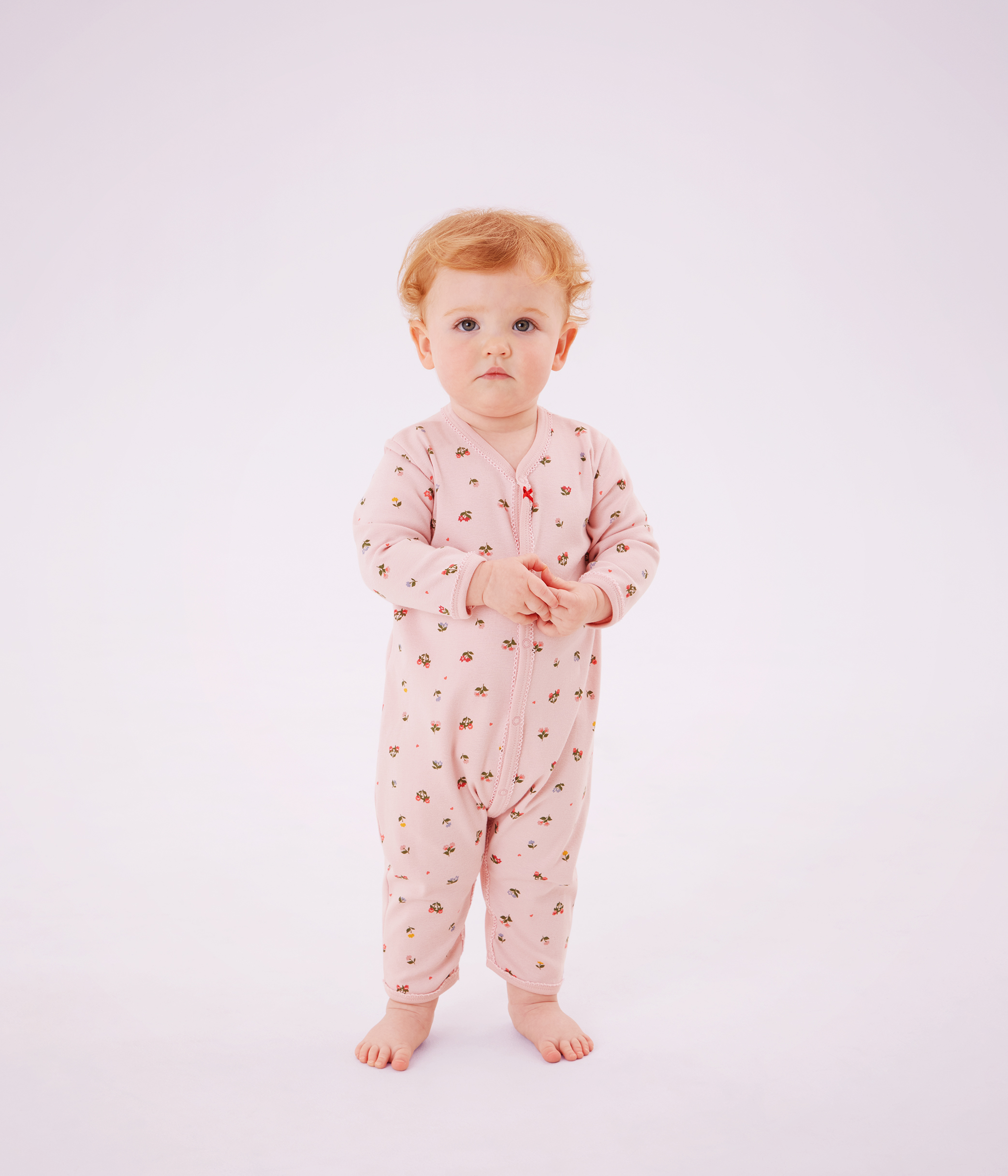 Babies' footless floral-print cotton pyjama suit