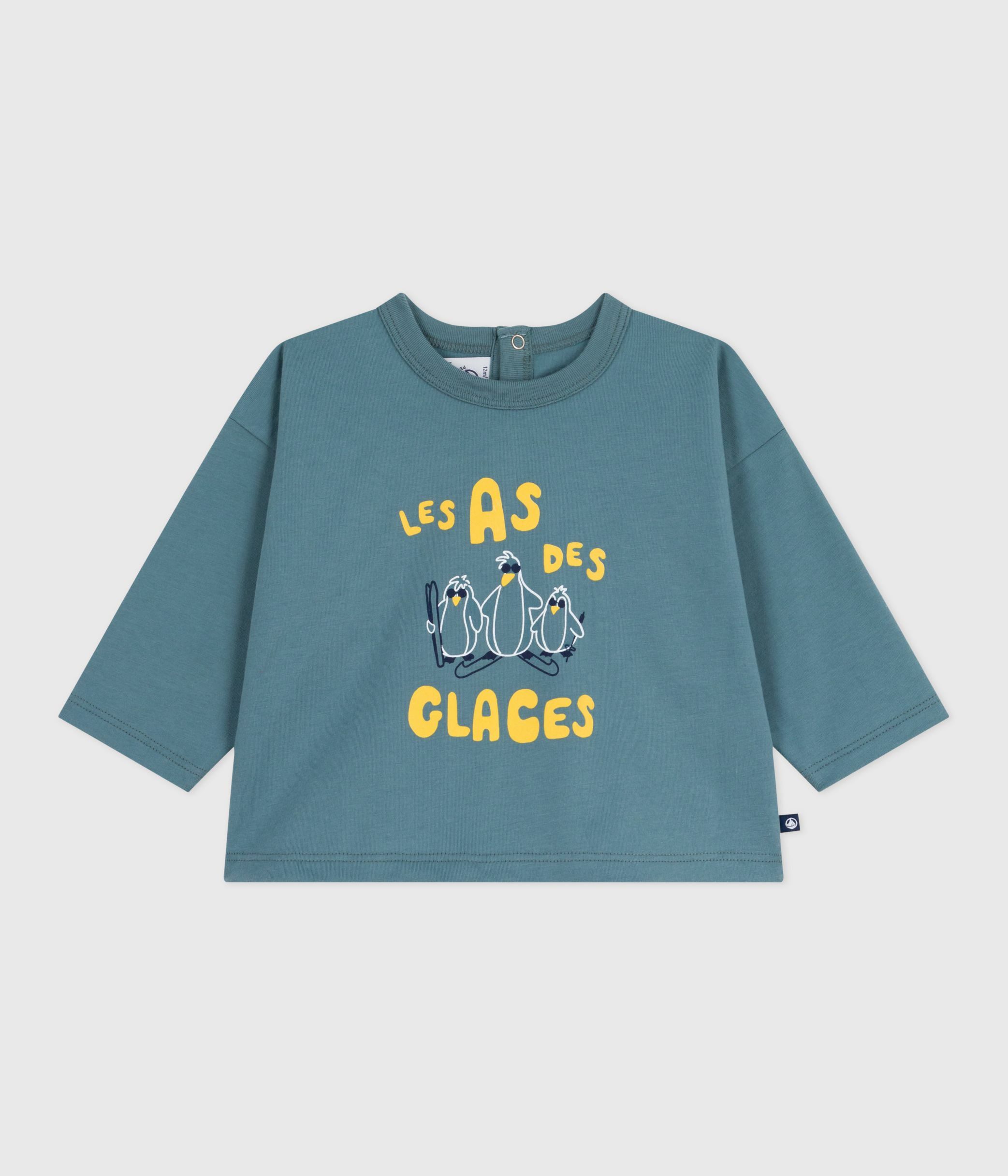 Babies' long-sleeved T-shirt with a cat design